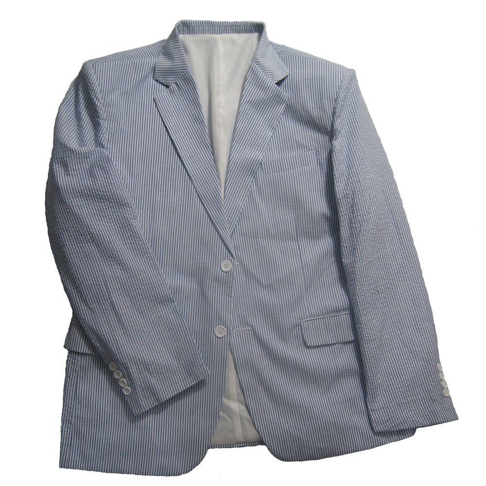 Men's Seersucker Suit Pants Set - Blue & White Striped Formal Wear for Summer Weddings, Business Casual & Outdoor Events