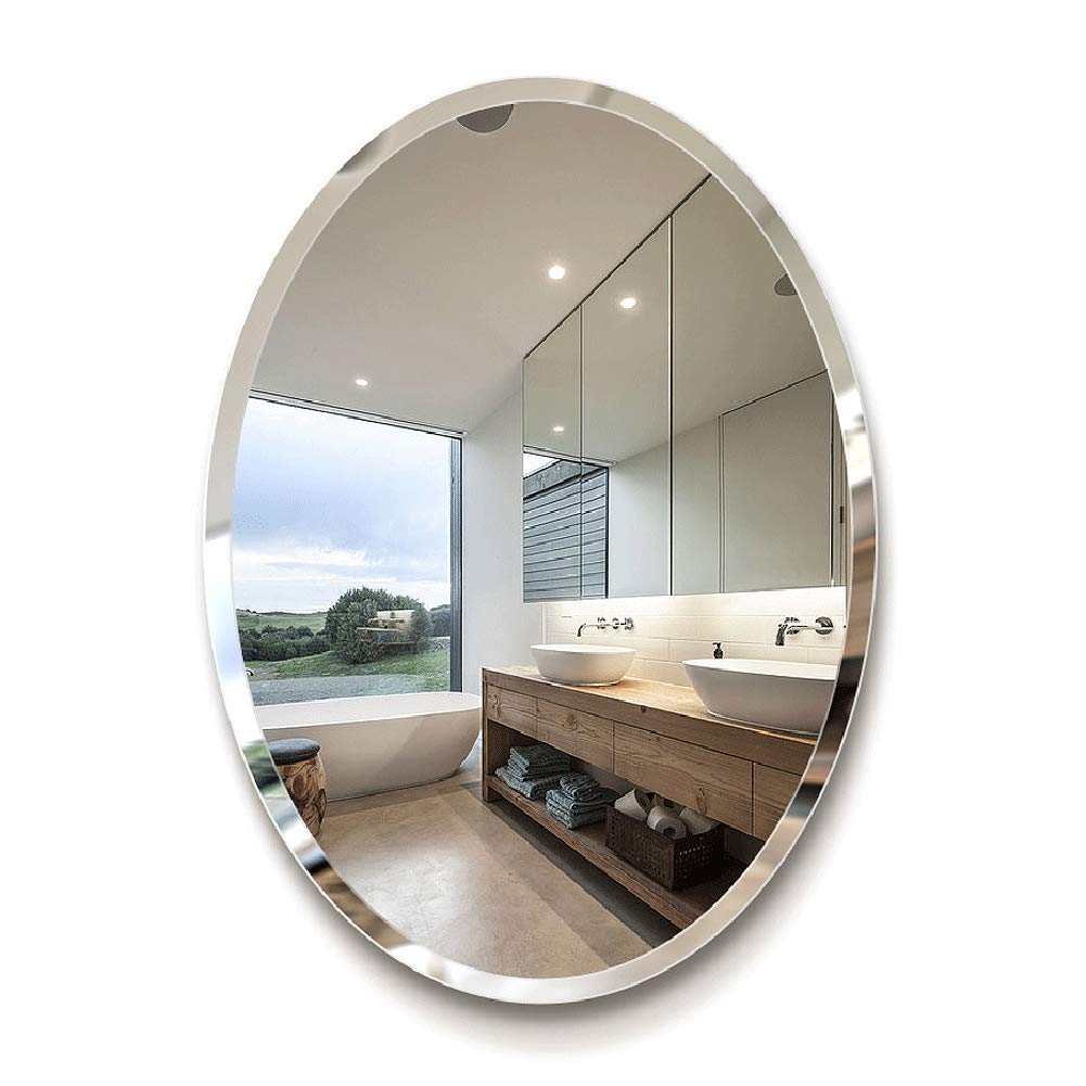 HD Anti-Fog Explosion-Proof Round Diamond Cut Frameless Wall Mirror 5mm Thick - Vanity, Shaving & Makeup Mirror for Bathroom, Bedroom & Salon Decor