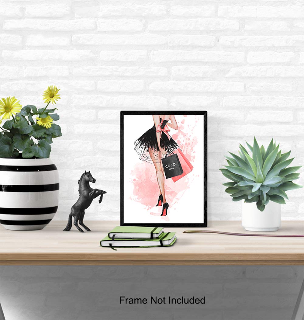 Glam Fashion Wall Art & Decor - Elegant Woman Wall Picture - High Fashion Design - Pink Luxury Poster Print - Perfect Gift for Women, Teens & Girls - Ideal for Living Room, Bedroom & Office Decor