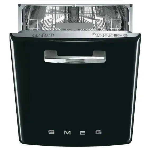 Smeg 60cm Retro Style Built-In Dishwasher in Black - Perfect for Vintage Kitchen Design & Modern Convenience