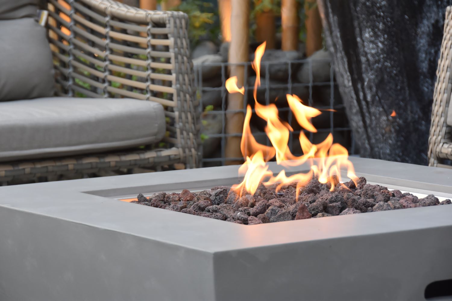 Bromo Concrete Lava Stone Fire Pit - Modern Outdoor Propane Fire Pit for Patio, Backyard, and Garden Gatherings