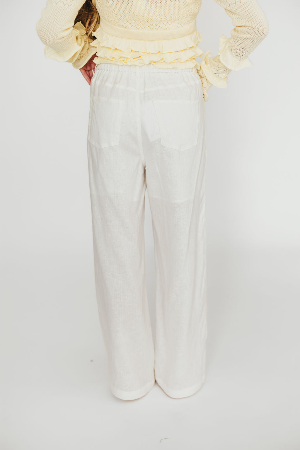 Jeanette 100% Linen Pants for Women - Breathable White Linen Trousers | Perfect for Summer, Beach & Casual Wear