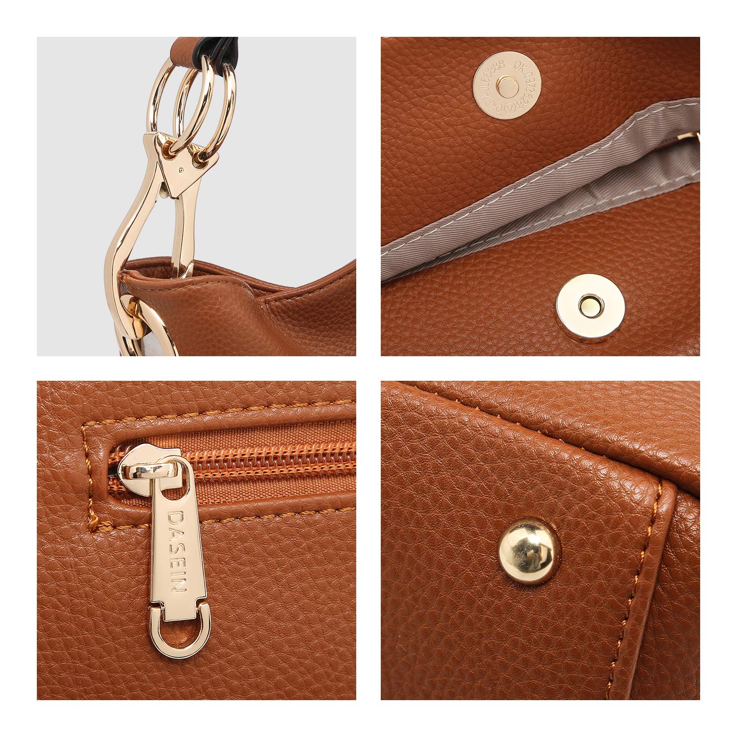 Dasein Women's Soft PU Leather Hobo Purse - Slouchy Shoulder Bag with Top Handle, Casual Tote for Work, Shopping & Travel
