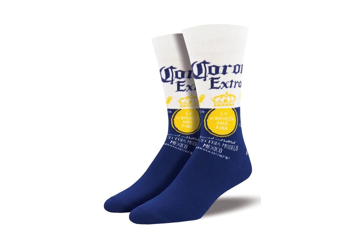 Fun Blue Corona Crew Socks by Socksmith - Comfortable & Stylish for Everyday Wear, Work, and Casual Outfits