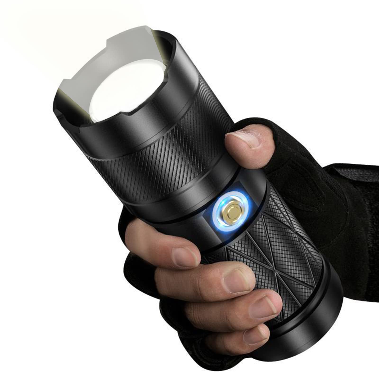 120,000 Lumens Super Bright LED Flashlight - Rechargeable Tactical Flashlight, High Lumens Zoomable Waterproof Flashlight for Camping, Hiking, Emergencies & Outdoor Adventures