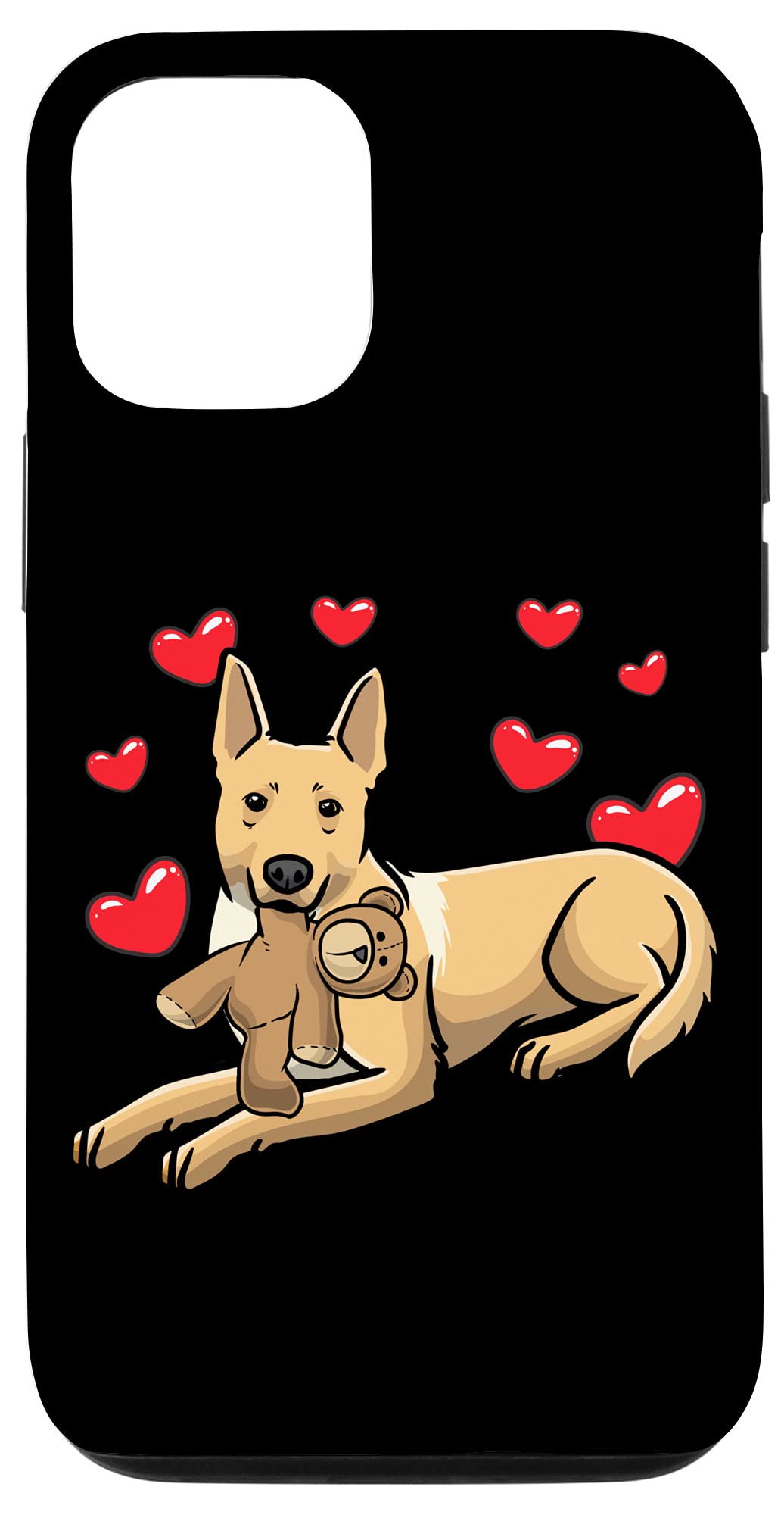 iPhone 12/12 Pro Case - Carolina Dog Design with Stuffed Animal & Hearts | Cute Protective Phone Cover for Dog Lovers | Perfect for Everyday Use, Gifts & Pet-Themed Accessories