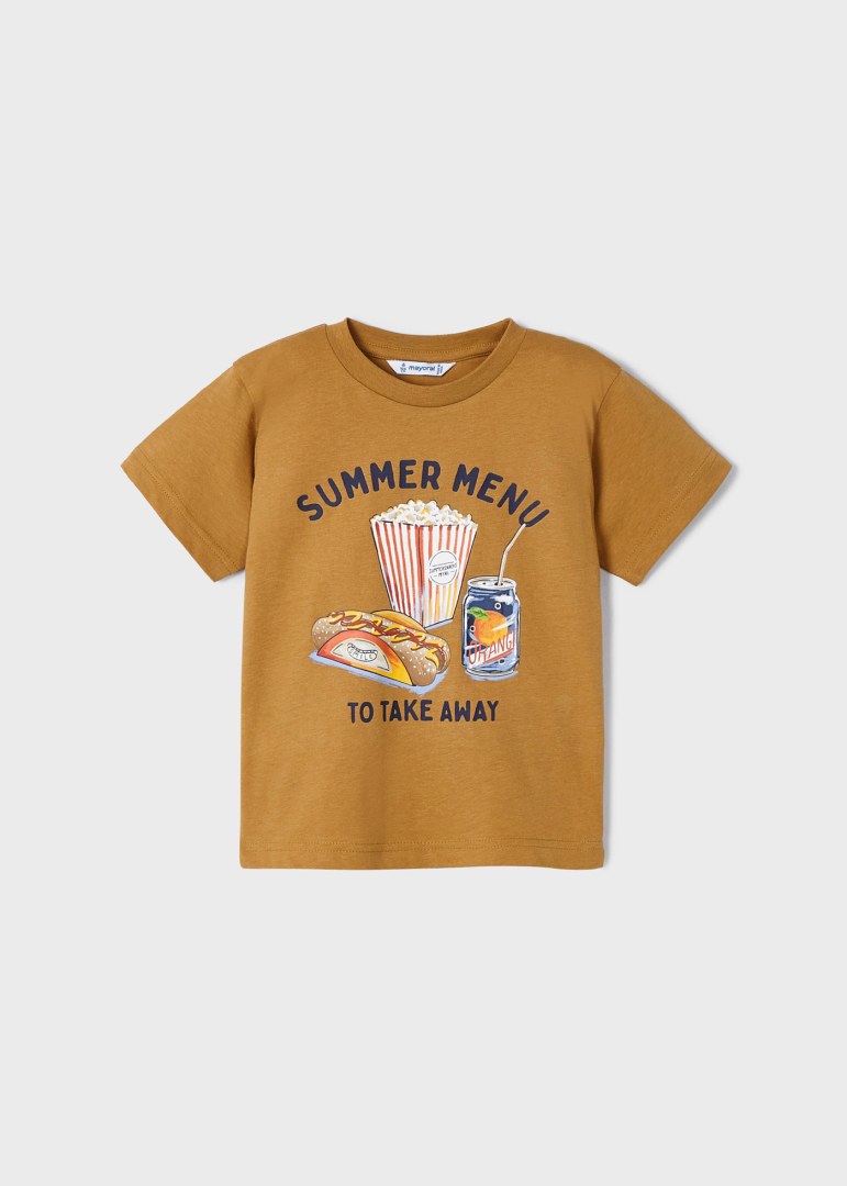 Mayoral Short Sleeve T-Shirt for Boys - Soft Cotton Camel Color Tee for Kids | Perfect for School, Playdates & Casual Outings