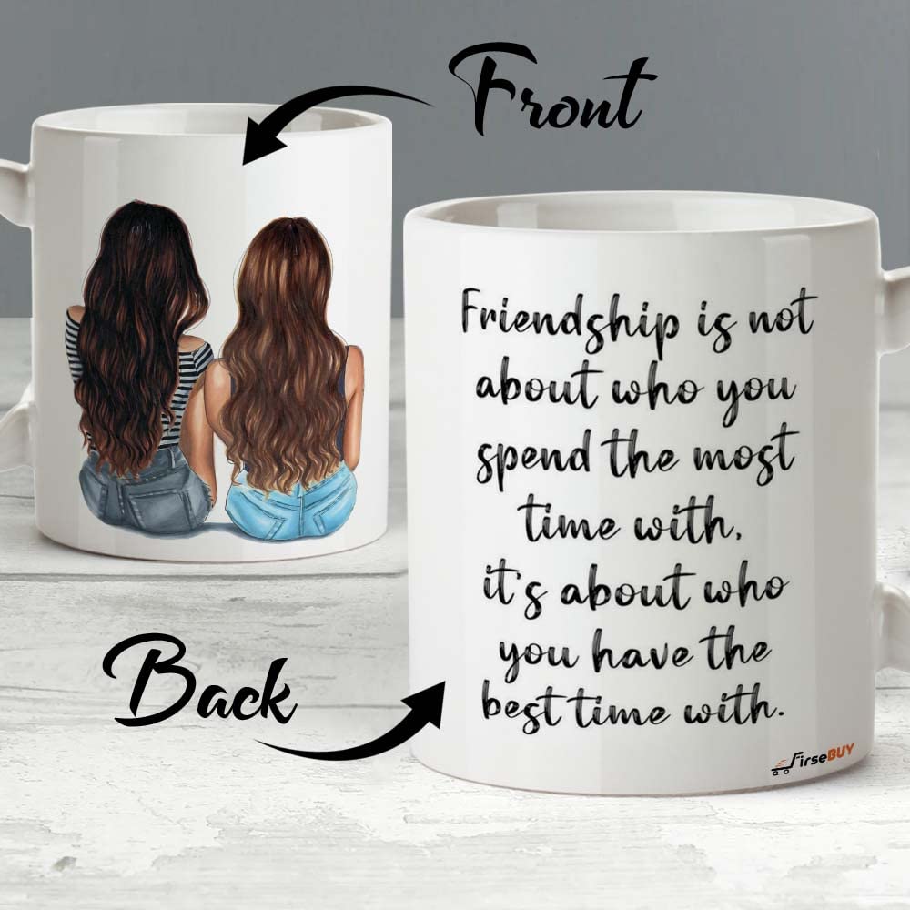 Best Friend Coffee Mug Gift for Women - 11oz Cute Ceramic Coffee Cup with Inspirational Friendship Quotes, Perfect for Bestie Gifts, Birthday, Christmas - White (1 Piece) - Great for Office, Home, or Gift Giving