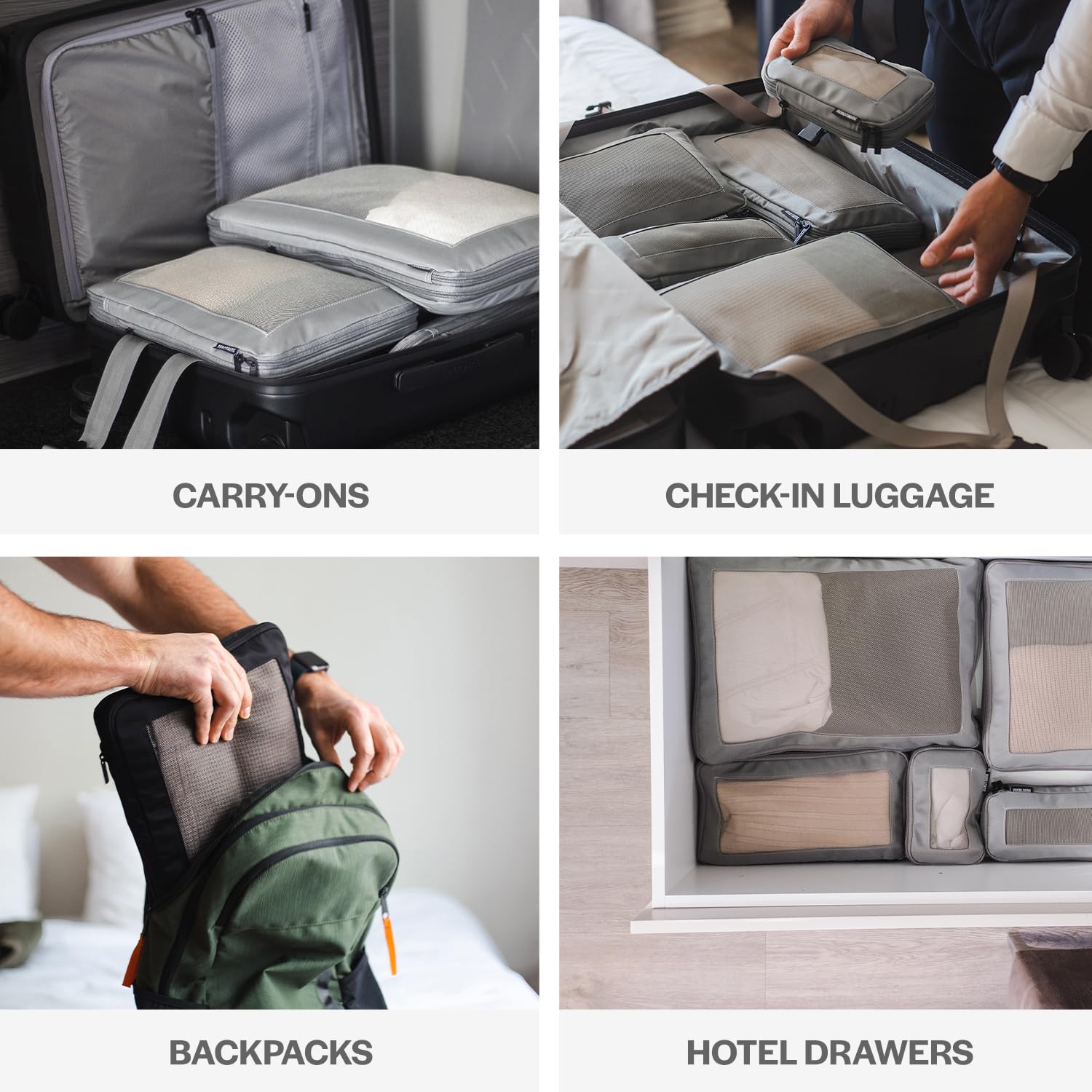 6-Pack Pink Compression Packing Cubes for Travel - Double Zipper Luggage Organizer Bags for Suitcases - Perfect for Business Trips, Vacations & Weekend Getaways