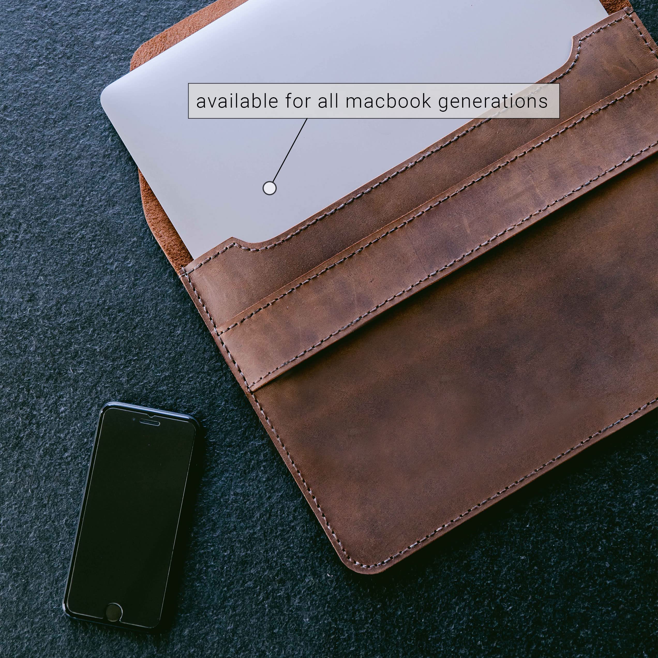 Premium Handmade Full Grain Leather MacBook Pro 15 Inch Case (2016-2019) - Luxury Brown Fair Trade Laptop Sleeve with Expert Stitching - Perfect for Business Travel, Office & Coffee Shop Use
