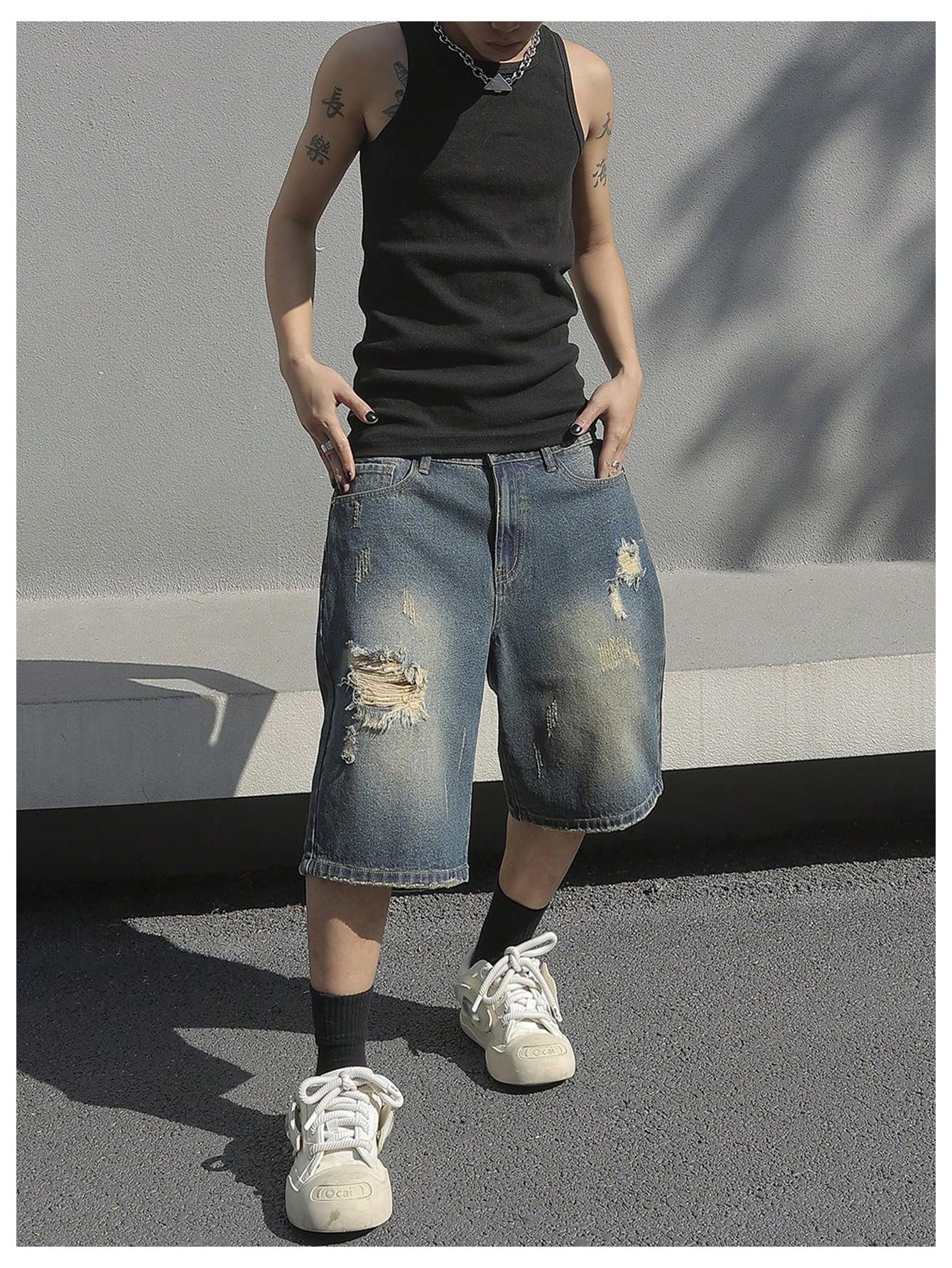 Verdusa Men's Baggy Bermuda Denim Shorts - Streetwear Jean Shorts with Pockets for Casual Wear, Summer Outfits & Beach Style