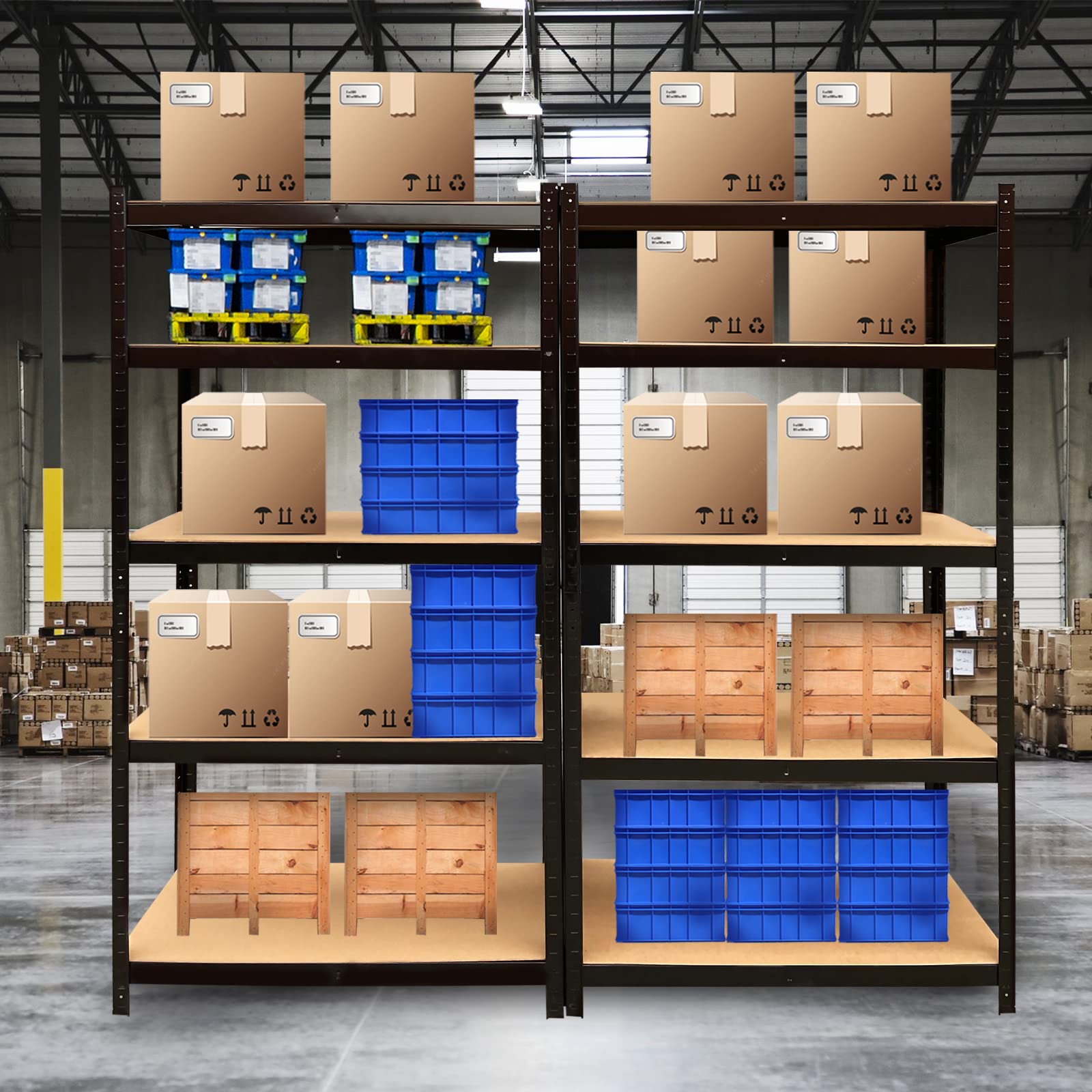 5-Tier Heavy Duty Metal Garage Shelves - 875KG Capacity Storage Rack for Garage, Closet, Kitchen, Workshop & Office | Durable Utility Shelving for Organizing Tools, Supplies & More