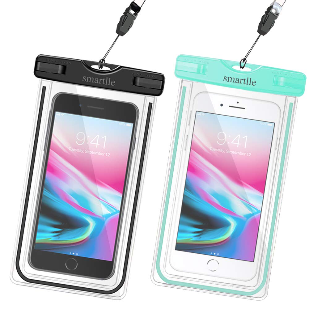 Smartlle Waterproof Phone Case 2 Pack - IPX8 Underwater Dry Bag for iPhone 13 12 11 Pro Max XR XS X 8 7 6 Plus SE, Samsung Galaxy S22 S21 Note A, Google Pixel - Perfect for Beach, Swimming, Snorkeling & Water Sports