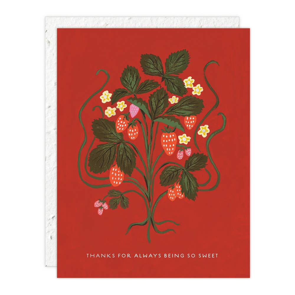 Sweet Strawberry Thank You Card - Elegant Floral Greeting Card for Birthdays, Weddings, Anniversaries & Appreciation Gifts | Perfect for Friends, Family & Coworkers