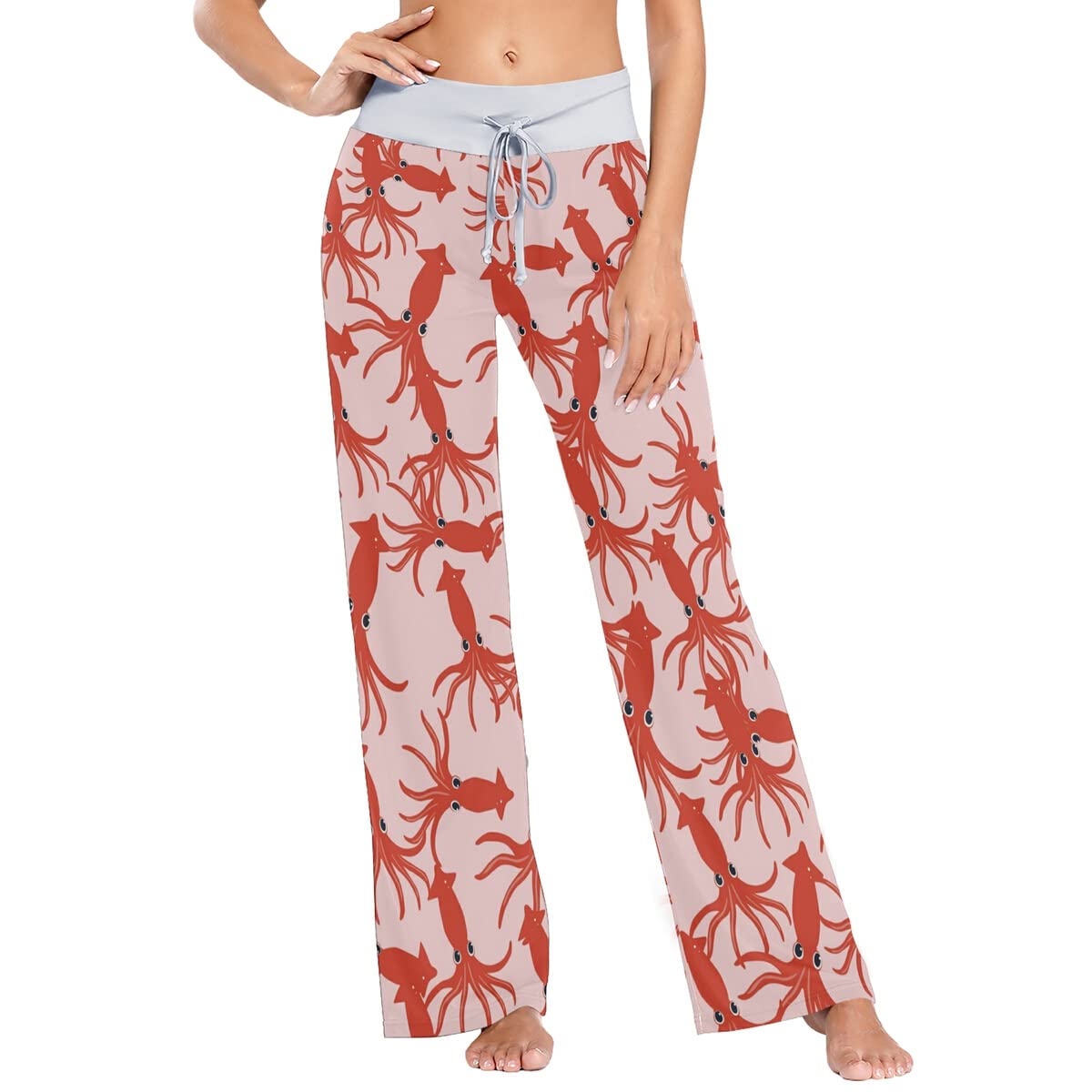 Women's Loose Casual Comfortable Pajama Pants with Drawstring - Wide Leg Palazzo Lounge Pants for Sleep, Yoga & Home Relaxation