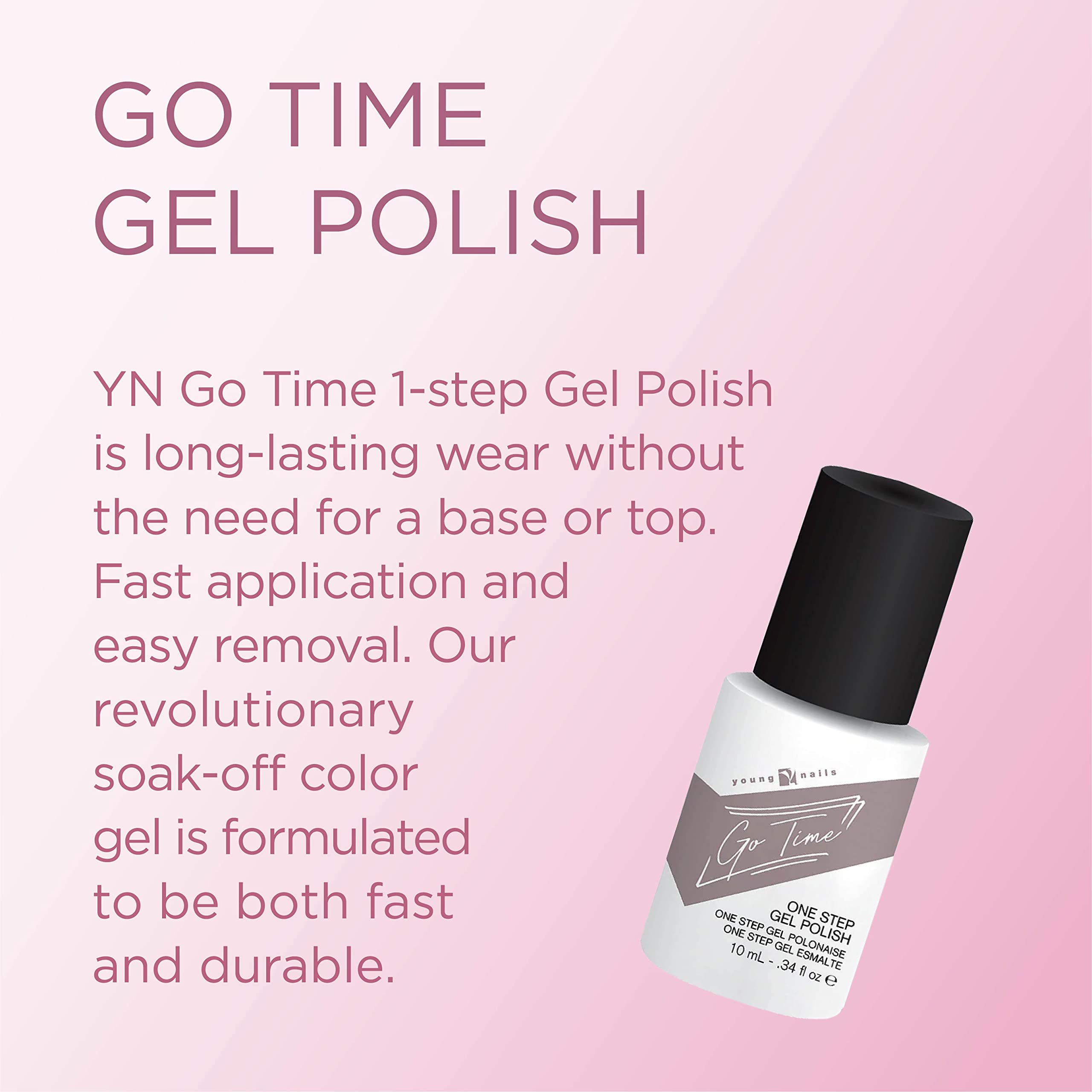 Young Nails Go Time Gel Polish - One Step Gel Nail Polish for Natural & Artificial Nails | LED/UV Light Cured | Soak Off Formula 0.34 fl oz | Perfect for Salon, Home Manicures & Nail Art Designs