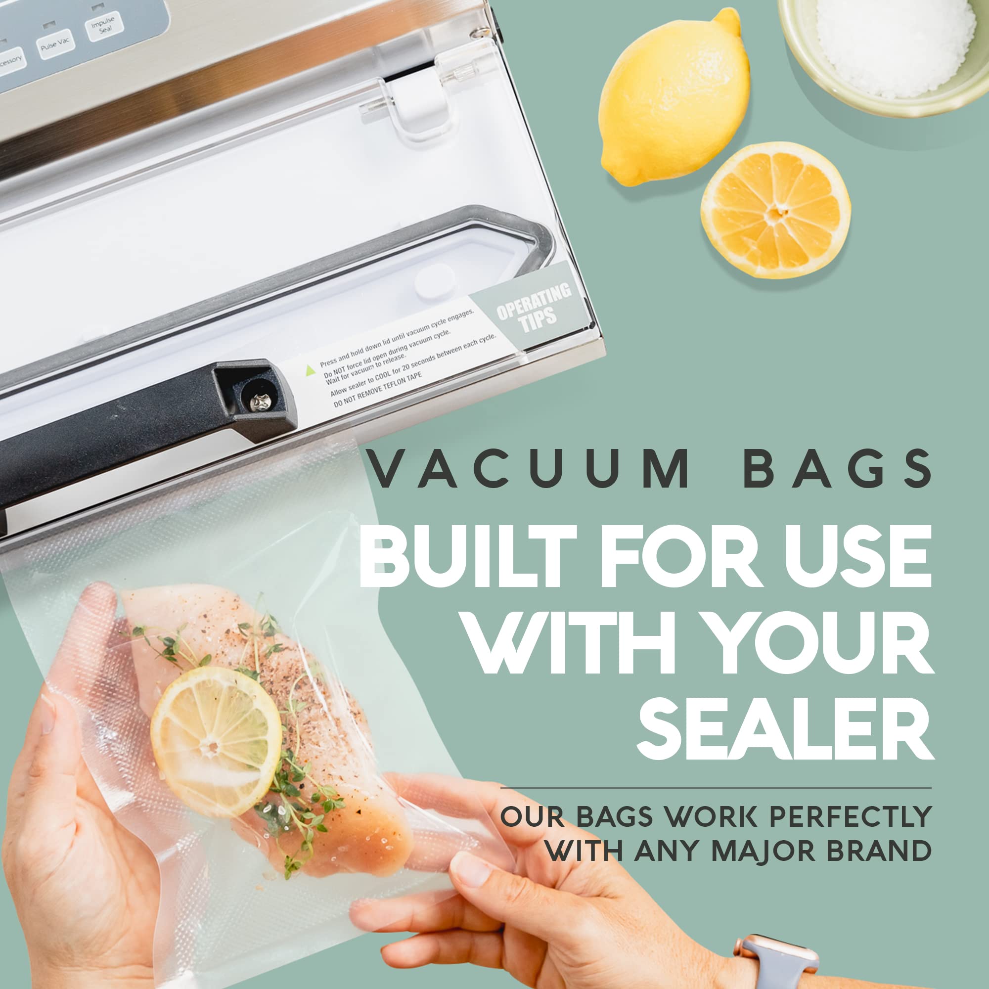 Avid Armor Vacuum Sealer Bags - 100 Pack Quart Plus Size (10