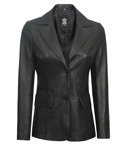 Vicnza - Black Leather Blazer Jacket Women
