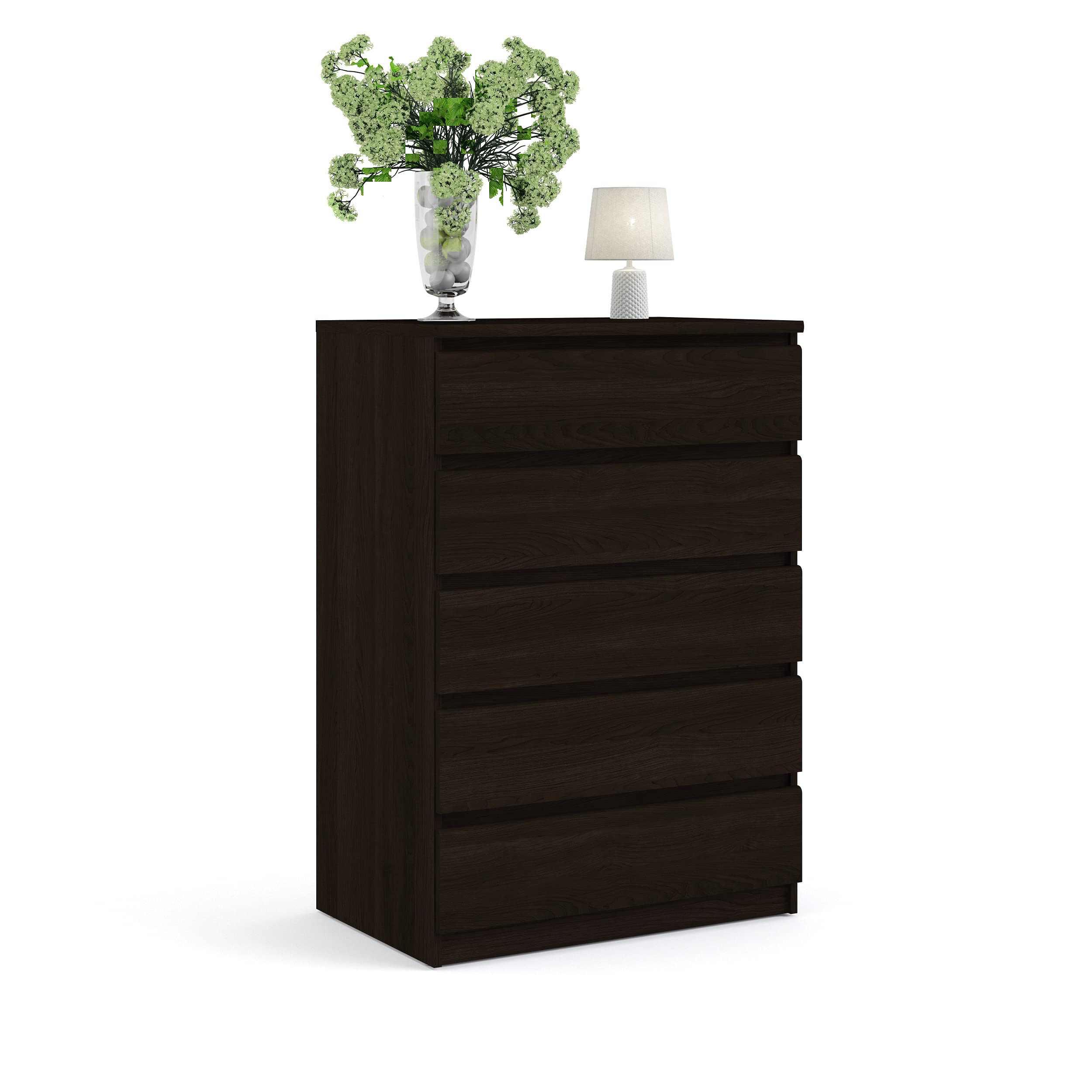 Tvilum Scottsdale 5-Drawer Chest Dresser in Coffee Brown - Modern Bedroom Storage Solution for Clothes, Linens & Accessories