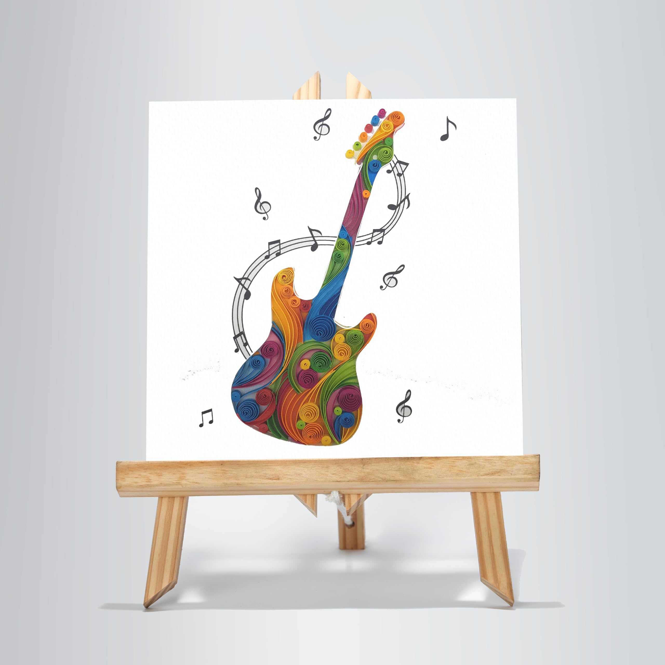 3D Quilled Electric Guitar Greeting Card with Music Note Design - Handmade Birthday, Thank You, Father's Day Gift for Friends, Mom & Loved Ones (Includes Envelope) | Perfect for Musicians, Music Lovers & Special Occasions