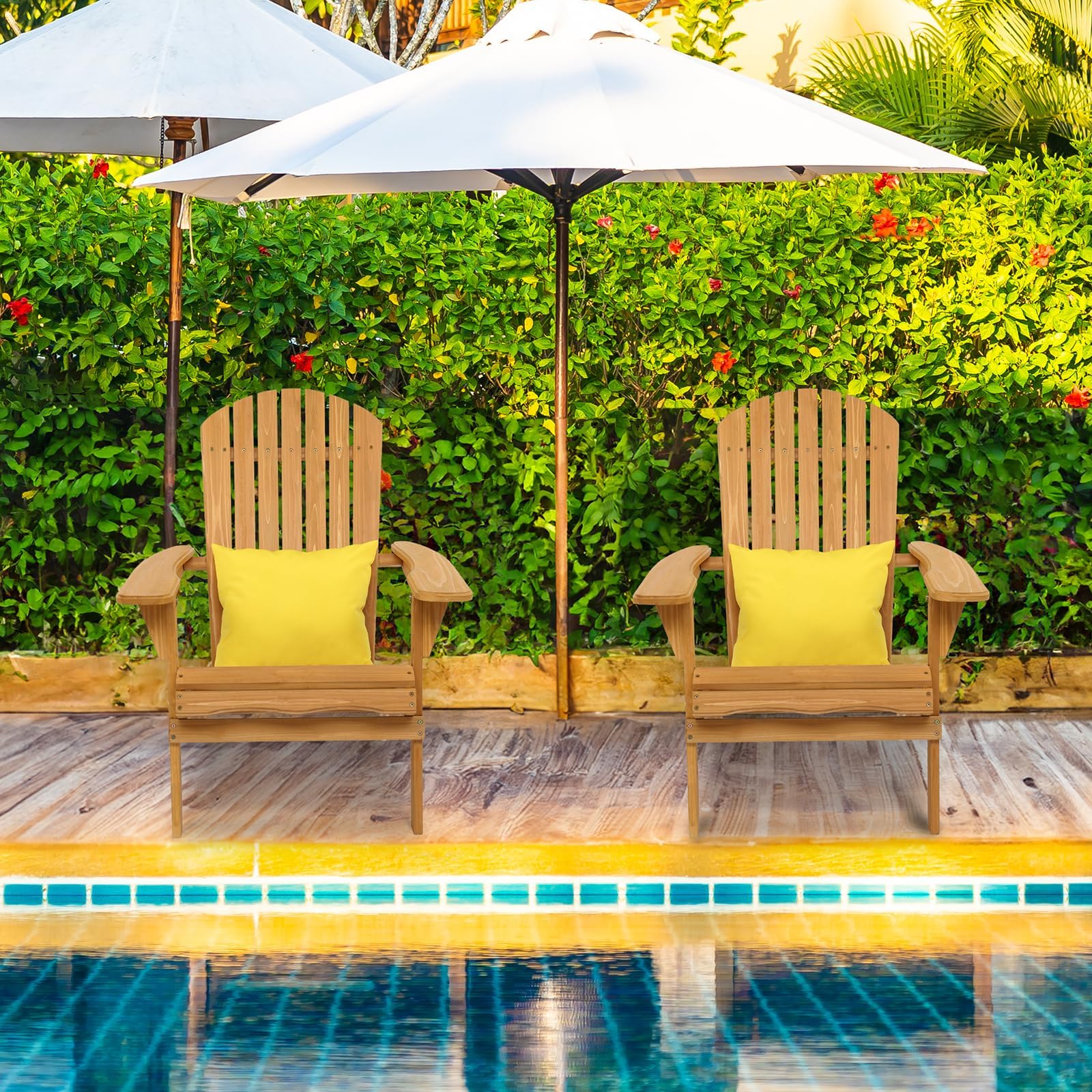 VINGLI 4-Piece Folding Adirondack Chairs Set - Weather-Resistant Outdoor Patio Furniture for Backyard, Garden, Campfire & Bonfire - Comfortable Highwood Lounge Chairs with Fire Pit Compatibility