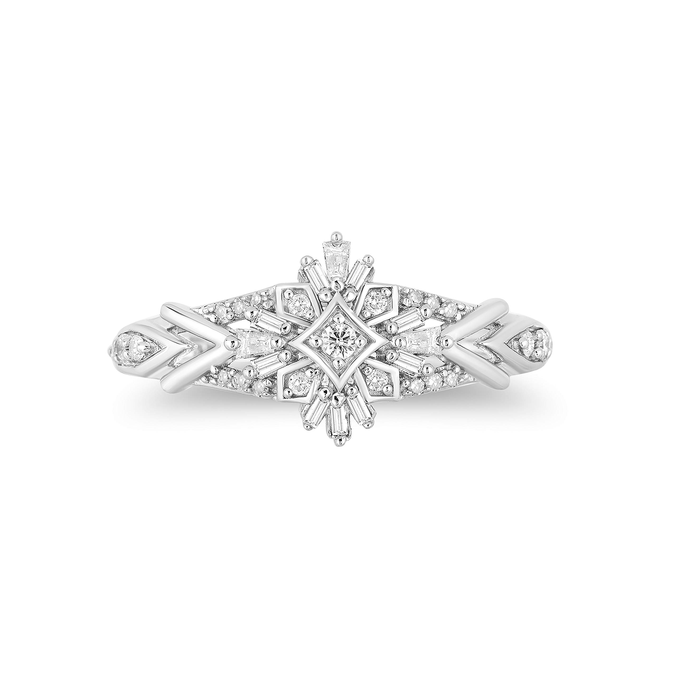 Enchanted Disney Frozen 2 Elsa Sterling Silver Ring with 1/4 Cttw Diamonds - Elegant Jewelry Gift for Women & Girls, Perfect for Birthdays, Anniversaries & Disney Fans