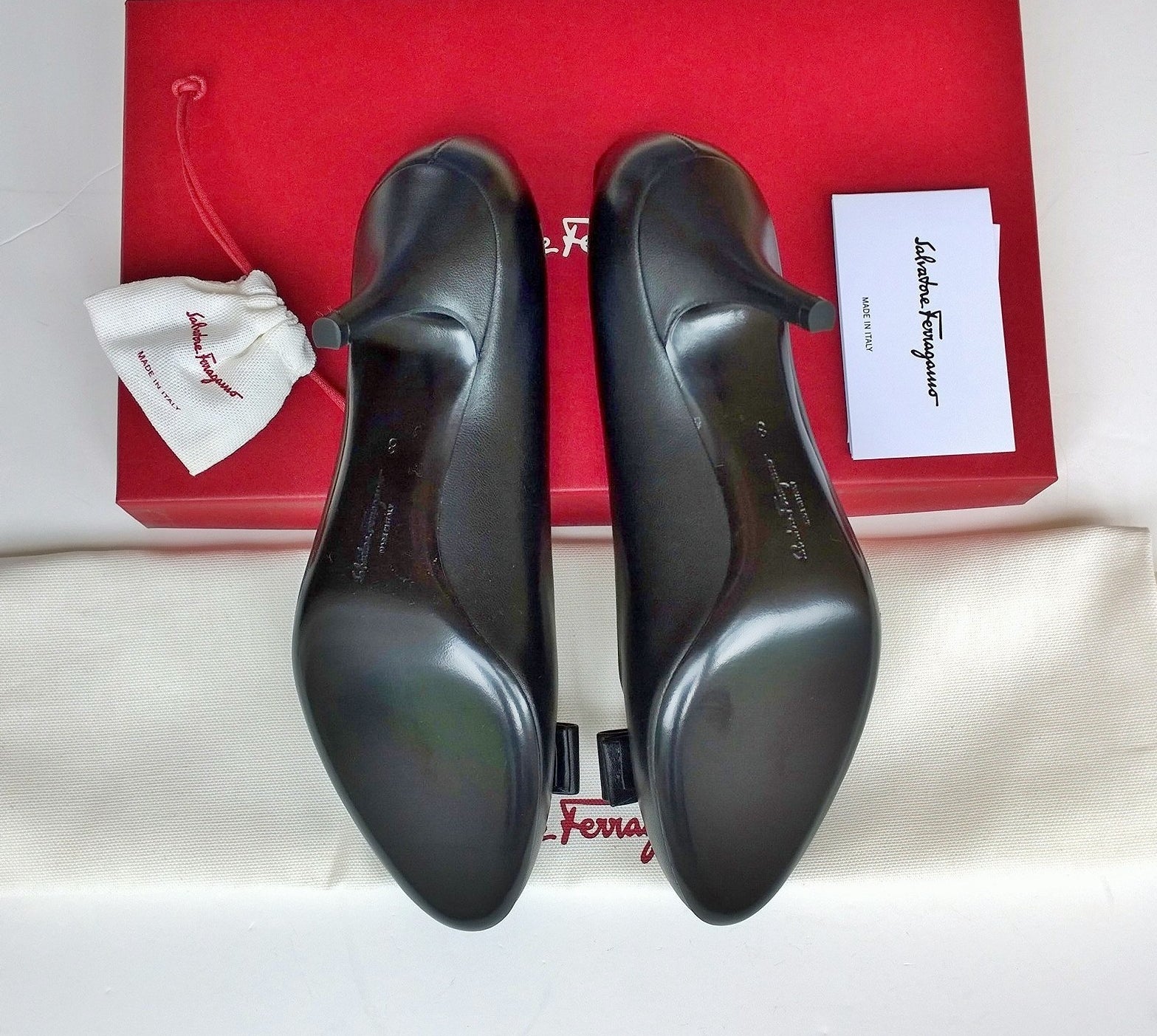Ferragamo Carla Vara Black Leather Bow Heels - Women's Luxury Dress Pumps for Wedding, Party & Formal Events