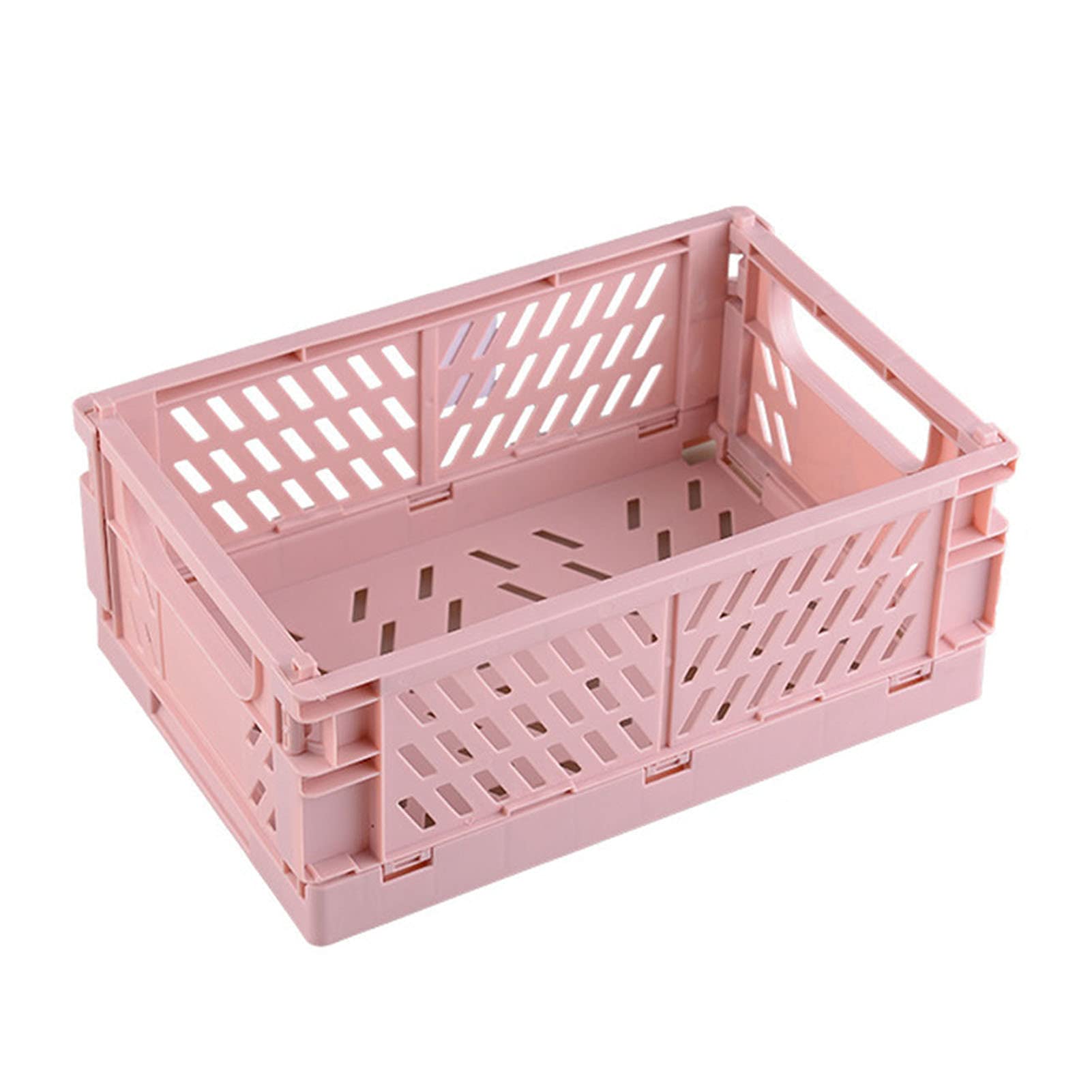 Collapsible Plastic Storage Bins - Foldable Stackable Organizer Bins for Home, Garage & Office - Large Pink Utility Crates for Clothes, Toys & Household Items Storage