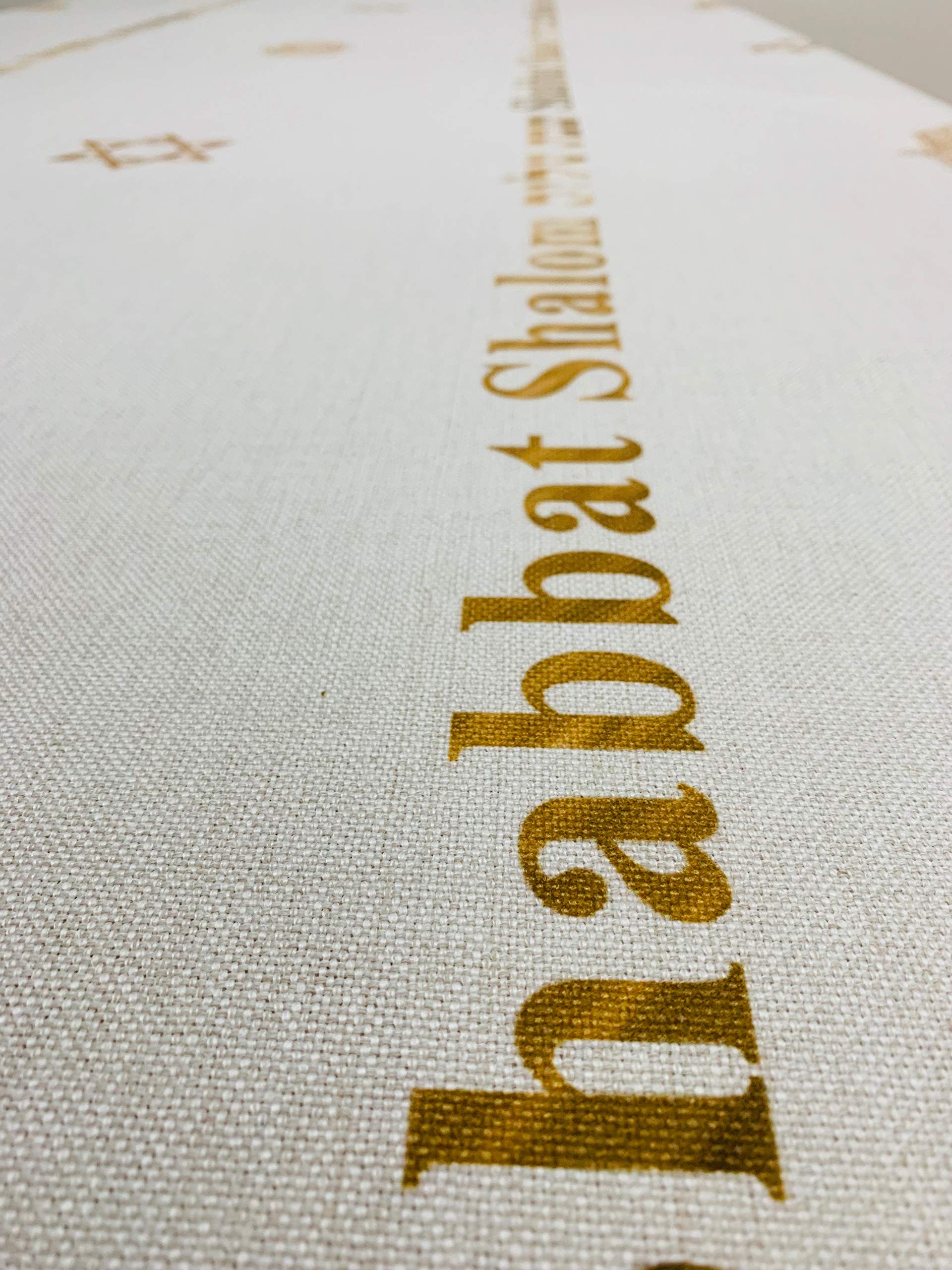 Shabbat Shalom Gold Rectangle Tablecloth - Elegant Judaica Home Decor for Shabbos & Jewish Holidays - Ivory Table Cover for Dining & Special Occasions (Gold, 55