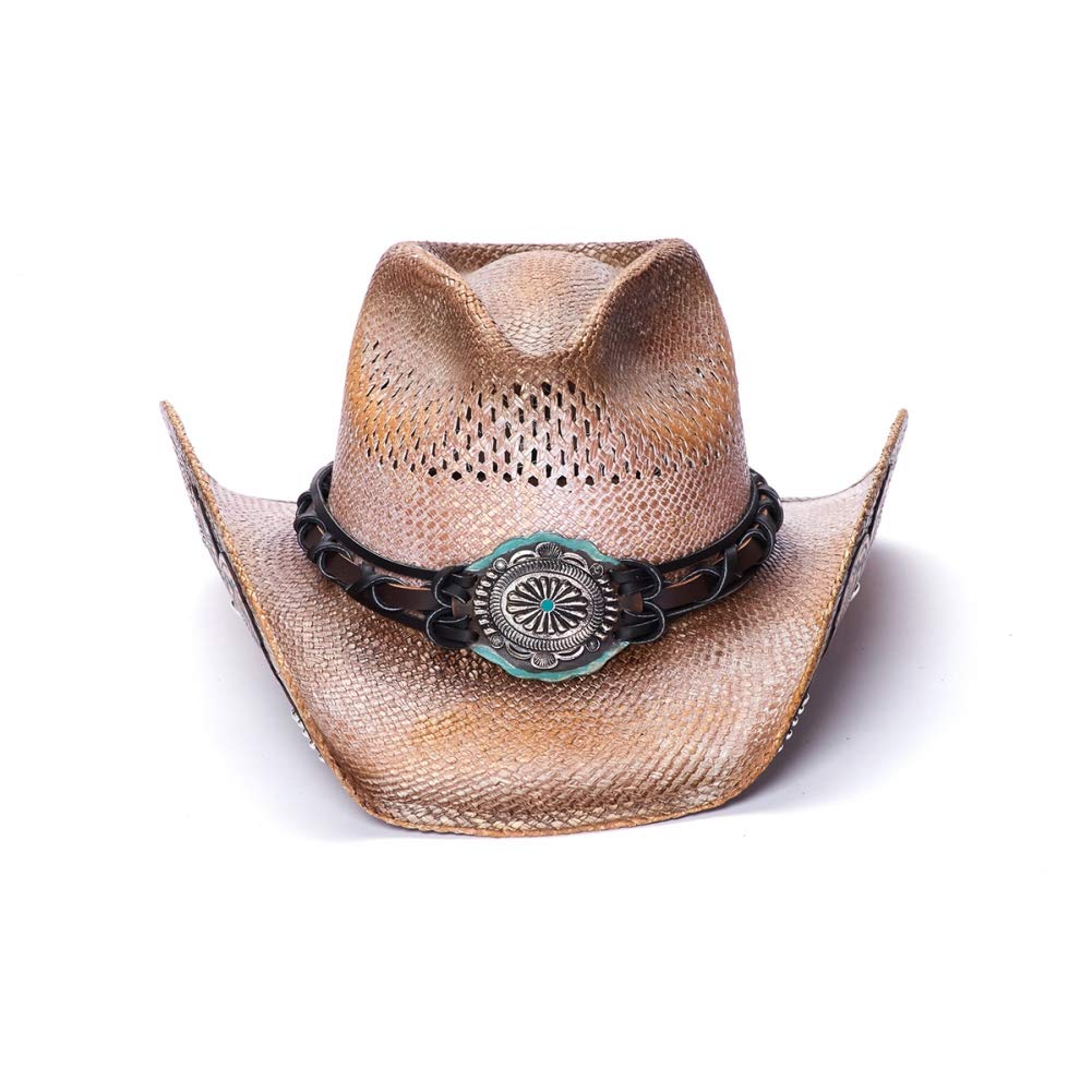 Women's Western Hat with Rhinestone & Flower for Cowgirl Style