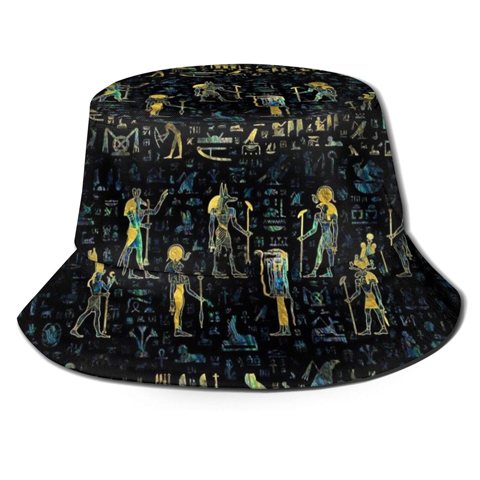 Egyptian Hieroglyphic Bucket Hat - African Cultural Fisherman Cap for Summer, Outdoor & Beach Sun Protection | Perfect for Travel, Festivals and Sunbathing