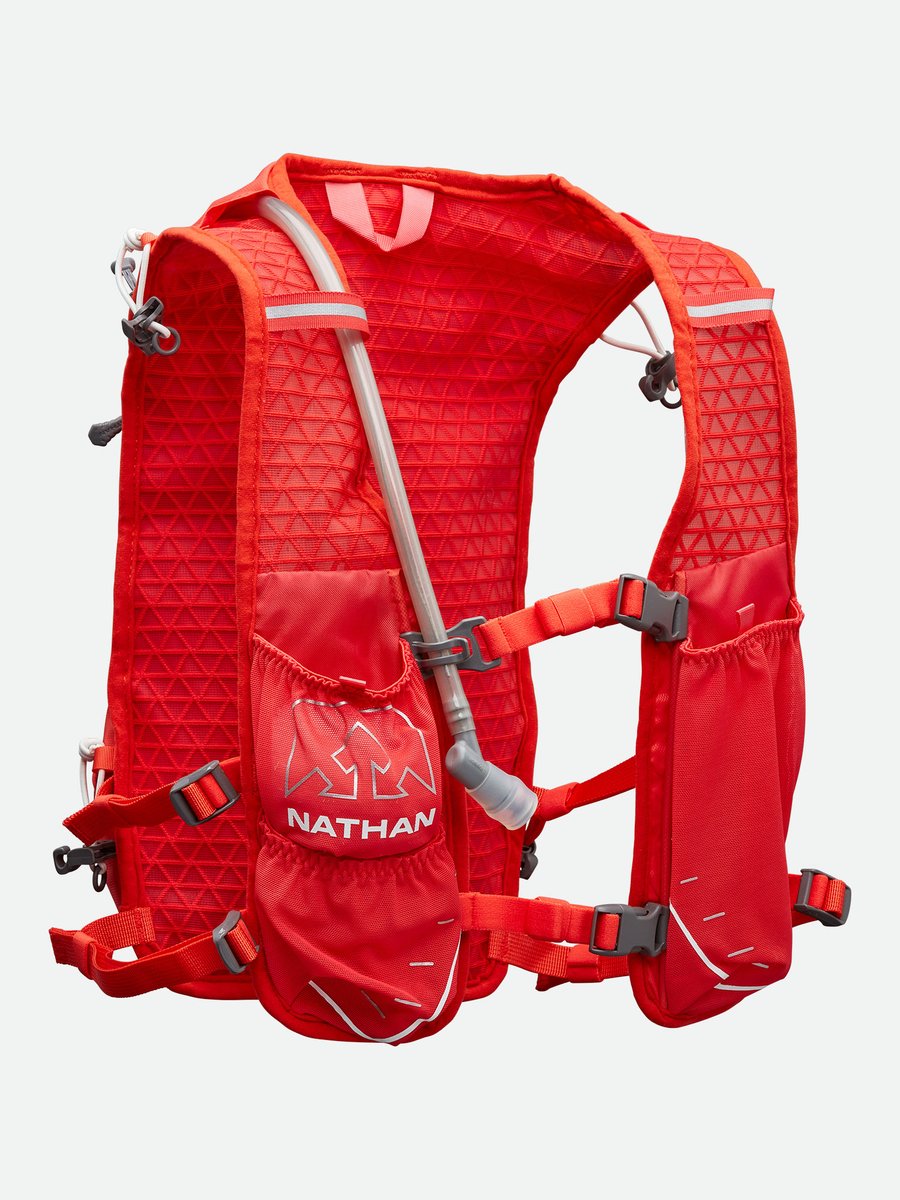 Nathan TrailMix 7L Hydration Race Pack - OSFM Unisex Running Vest with 1.5L Bladder, Hibiscus/White - Perfect for Trail Running, Hiking & Outdoor Adventures
