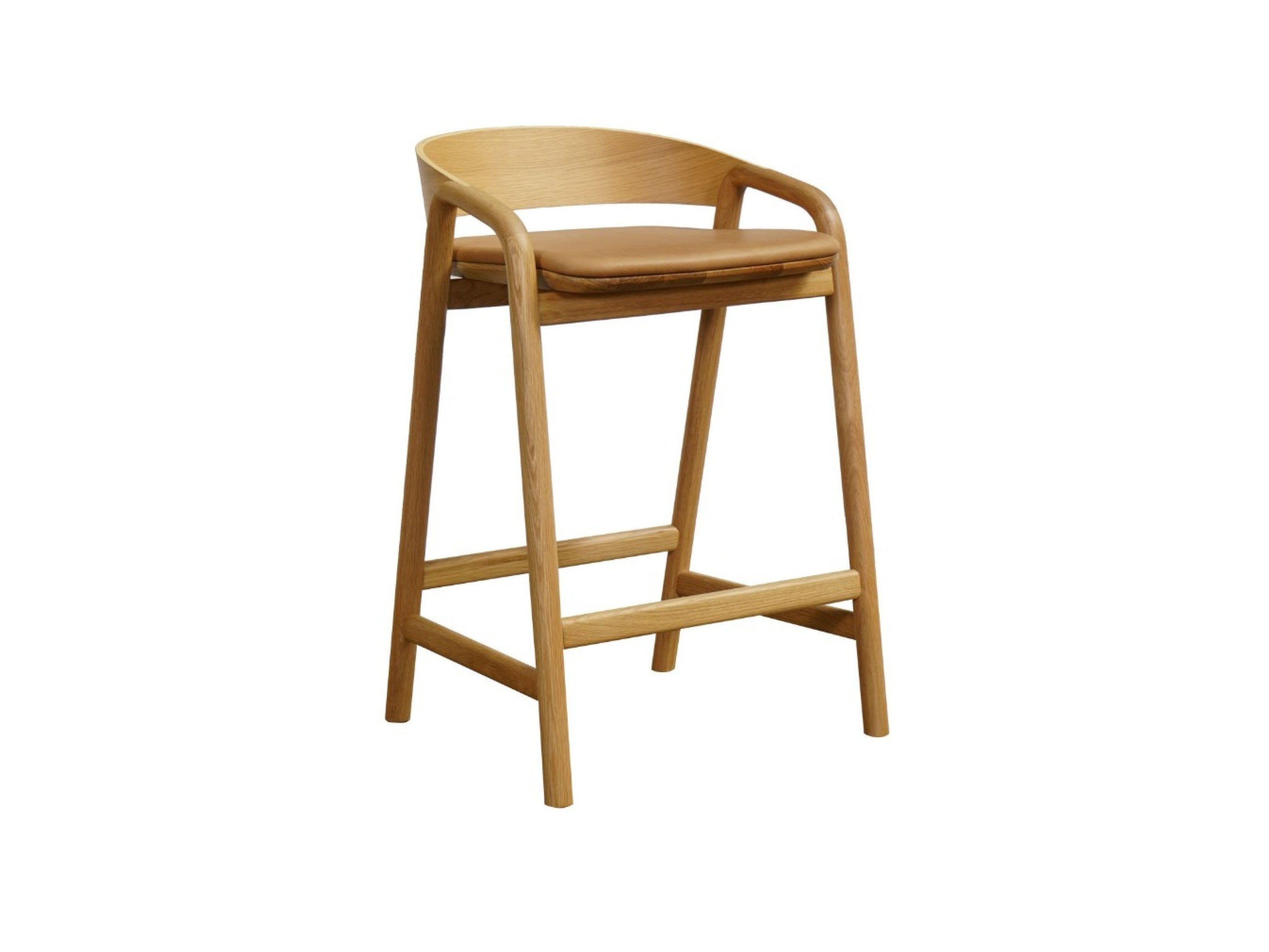 Modern Inlay Counter Stool - Wooden Bar Stool with Comfortable Seat - Perfect for Kitchen Islands, Breakfast Bars & Home Decor