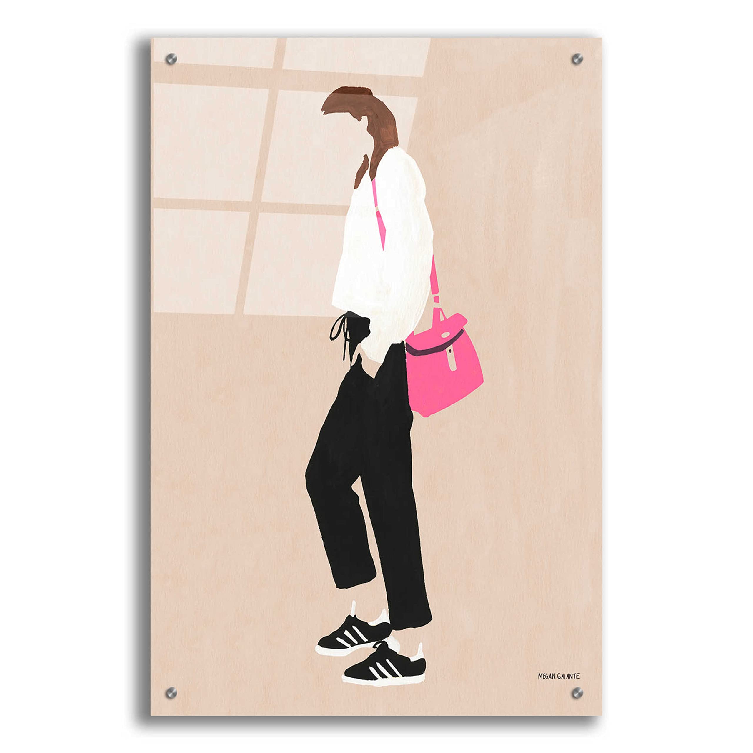 Epic Art 'Hot Pink Handbag' by Megan Galante - Vibrant Acrylic Glass Wall Art Painting 24
