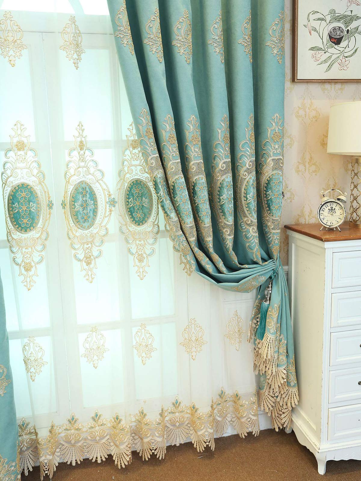 Elegant Peacock Blue Tassel Rope Curtain Tiebacks with Crystal Beads - 2 Pack for Drapes & Window Treatments | Perfect for Living Room, Bedroom, and Home Decor