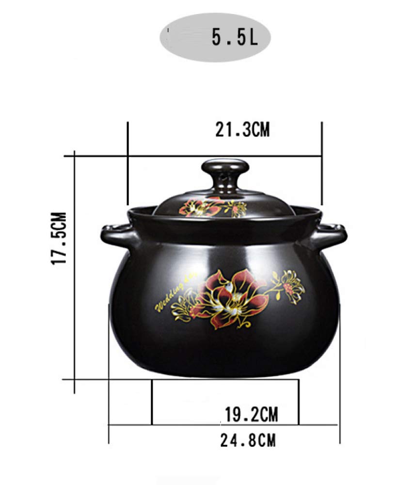 High-Temperature Resistant Stoneware Soup Pot with Lid - 5.5L Healthy Casserole Pan for Cooking, Stewing & Slow Cooking | Perfect for Soups, Stews, Braising & Serving Dishes | Oven, Stovetop & Tabletop Safe