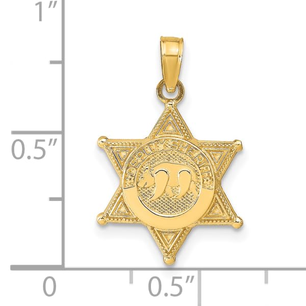 14K Solid Yellow Gold Deputy Sheriff Bear Necklace Pendant - Law Enforcement Jewelry Gift for Police Officers, Sheriff Deputies - Perfect for Duty, Promotions & Special Occasions