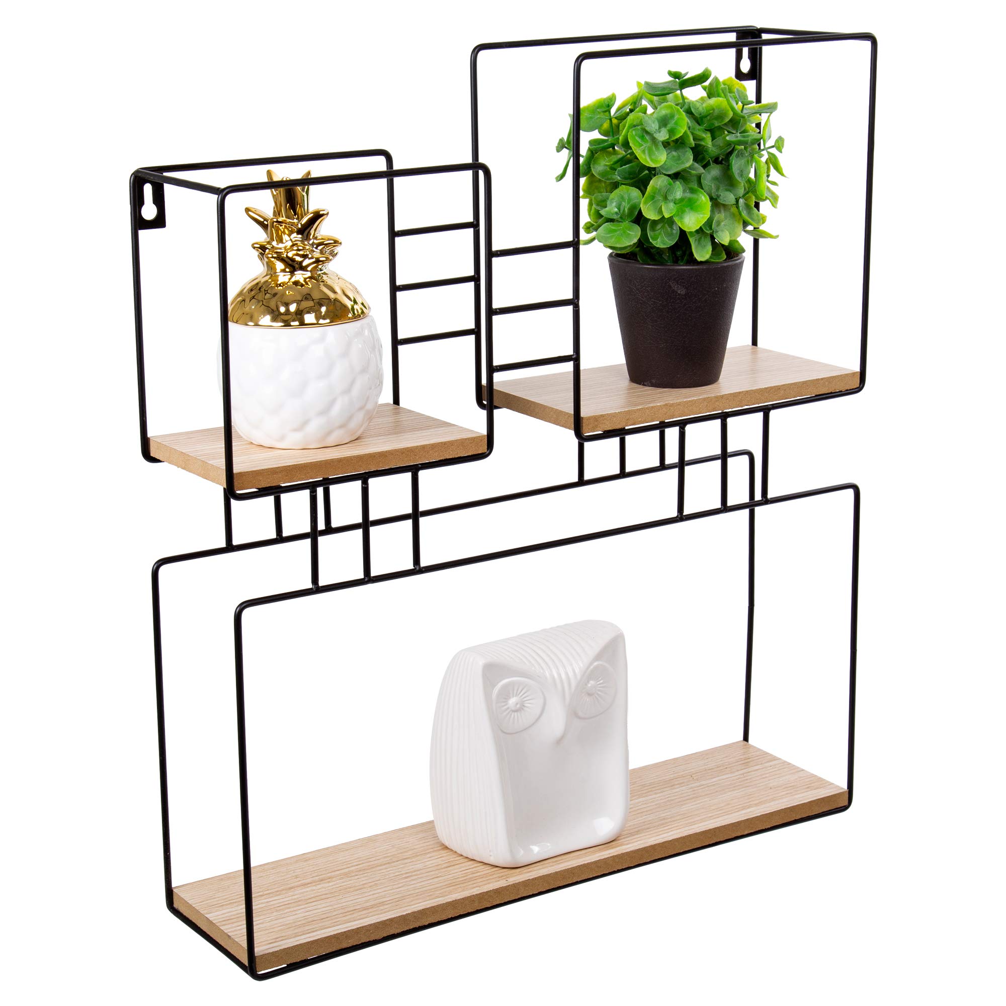 Truu Design Modern Black Floating Shelf 16x17.5 Inch - Wall Mounted Decorative Storage for Living Room, Bedroom & Bathroom Organization