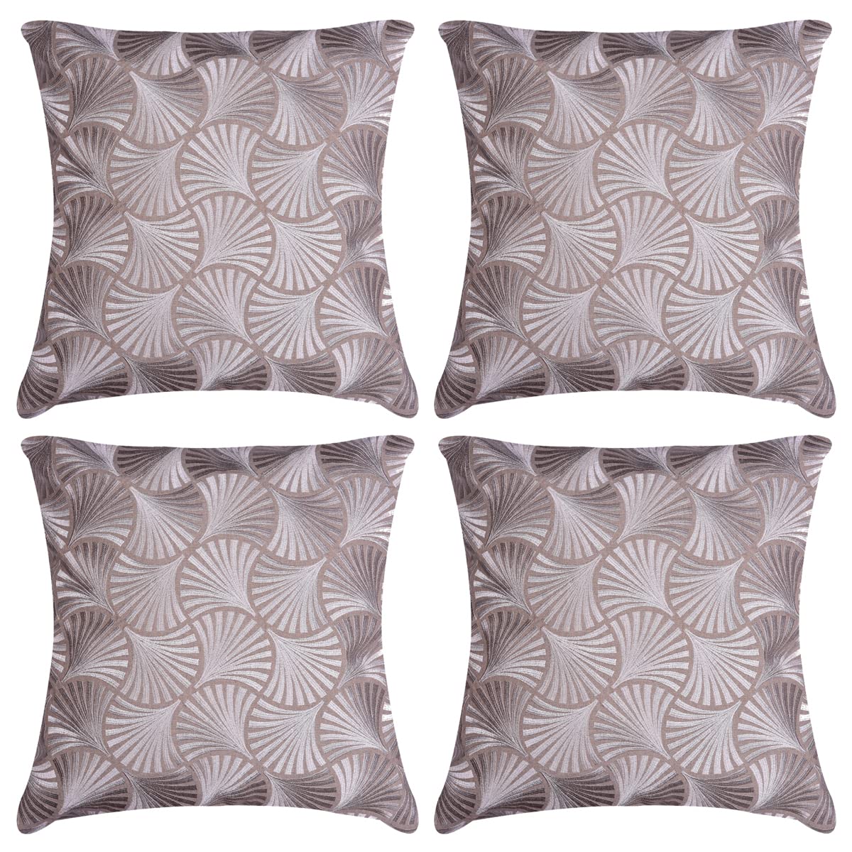 Decozen Embroidered Zipper Pillow Covers Set of 4 - 20x20 Inches Beige Brown Throw Pillow Cases for Sofa, Couch, Bed & Home Decor - Perfect for Living Room, Bedroom & Office Styling