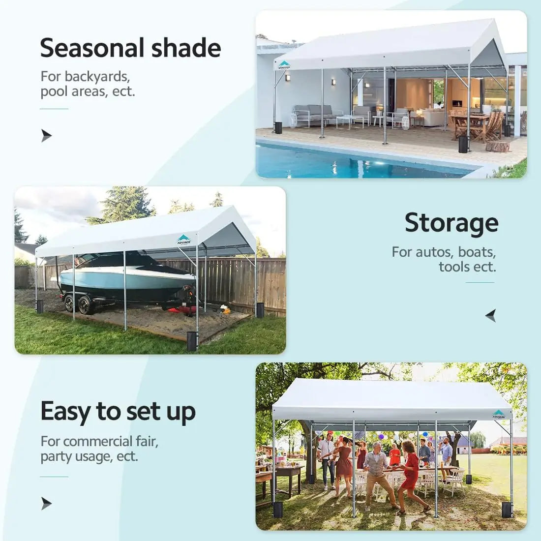 20'x10' & 20'x12' Heavy Duty Carport Canopy Shelter - Weatherproof Outdoor Car Cover for Vehicles, RV, Boat - Perfect for Driveway, Backyard & Storage Protection