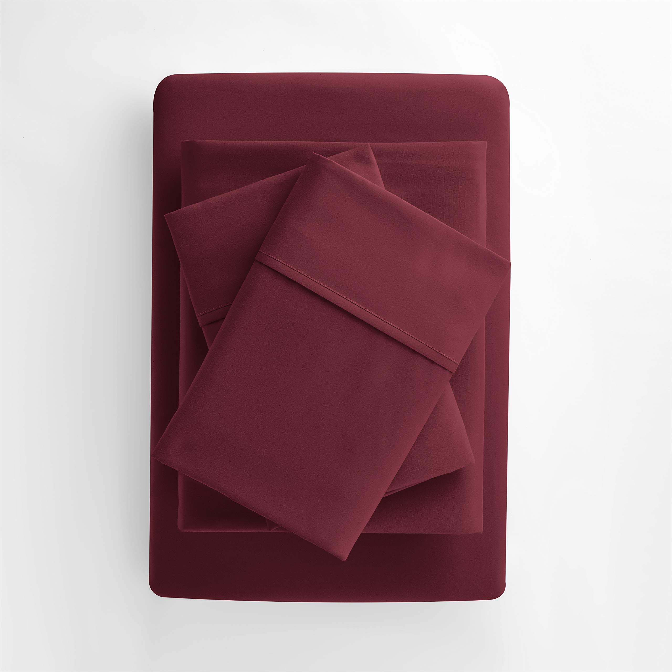 Premium 800 Thread Count 100% Egyptian Cotton Split Queen Sheet Set - Burgundy - Deep Pocket Fits Mattress Up to 21