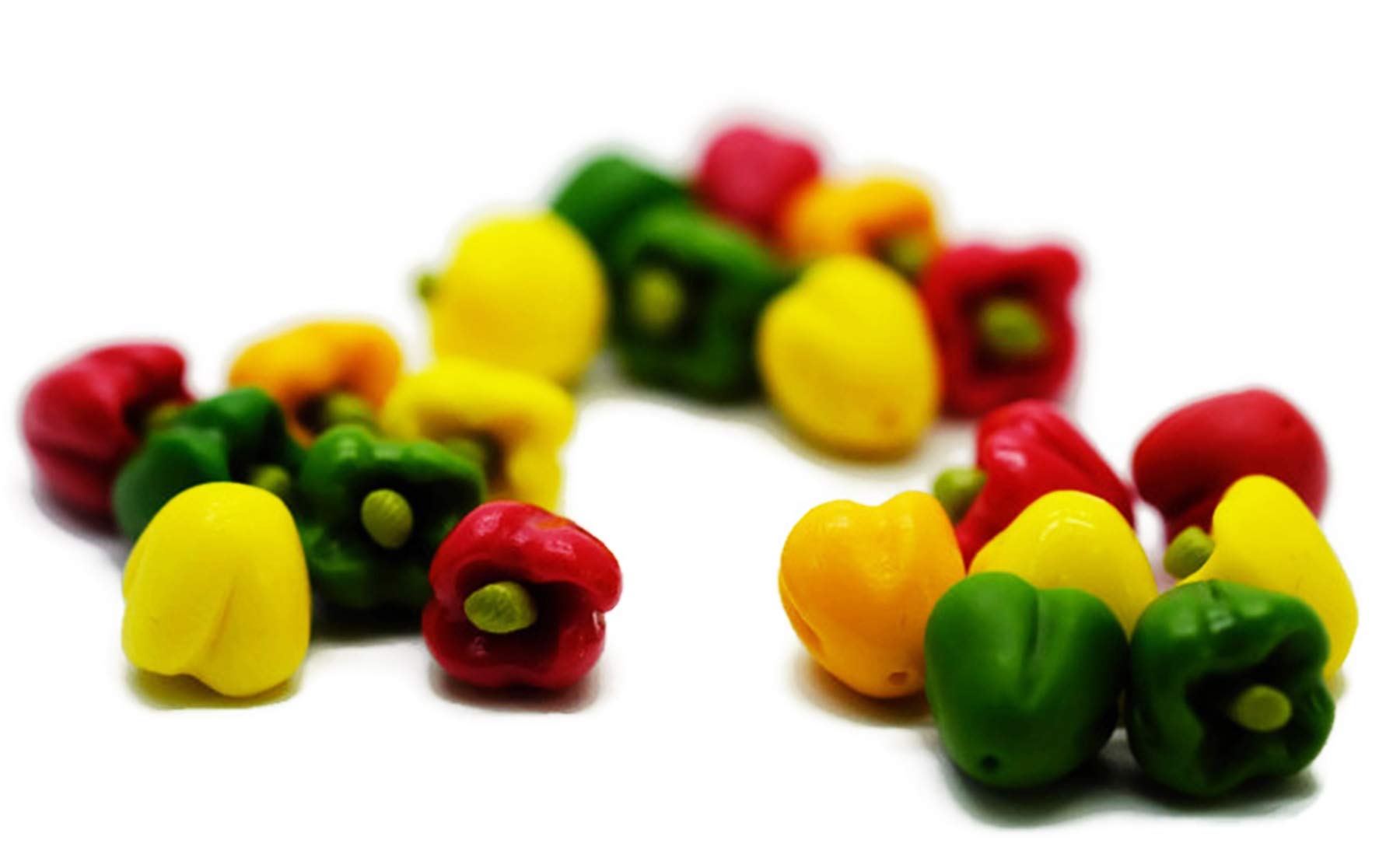21 Pcs Miniature Sweet Pepper Vegetables - Realistic Dollhouse Food Accessories for Kitchen Playsets, DIY Crafts, and Collectibles