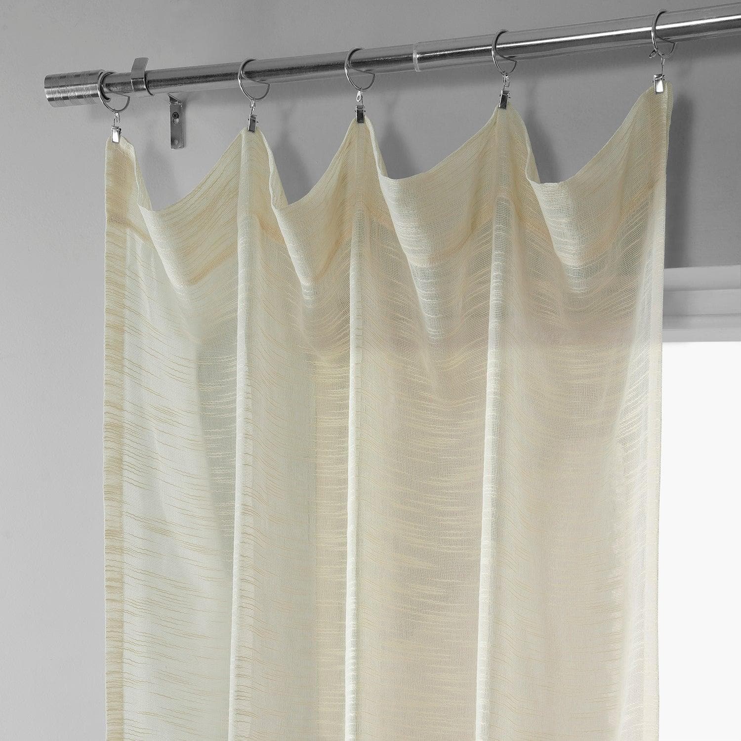 Breathable Cream Open Weave Linen Blend Sheer Curtains for Living Room & Bedroom - Light Filtering Window Drapes for Privacy & Natural Light