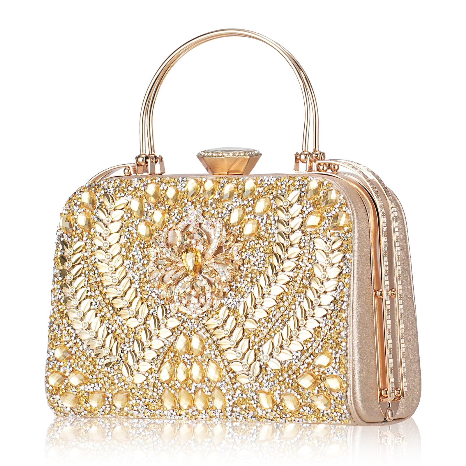 Sparkling Evening Clutches for Women - Rhinestone Top Handle Handbags, Luxury Bling Chain Satchel for Cocktail Parties, Weddings & Special Occasions | Elegant Women's Accessories for Night Out, Prom & Formal Events