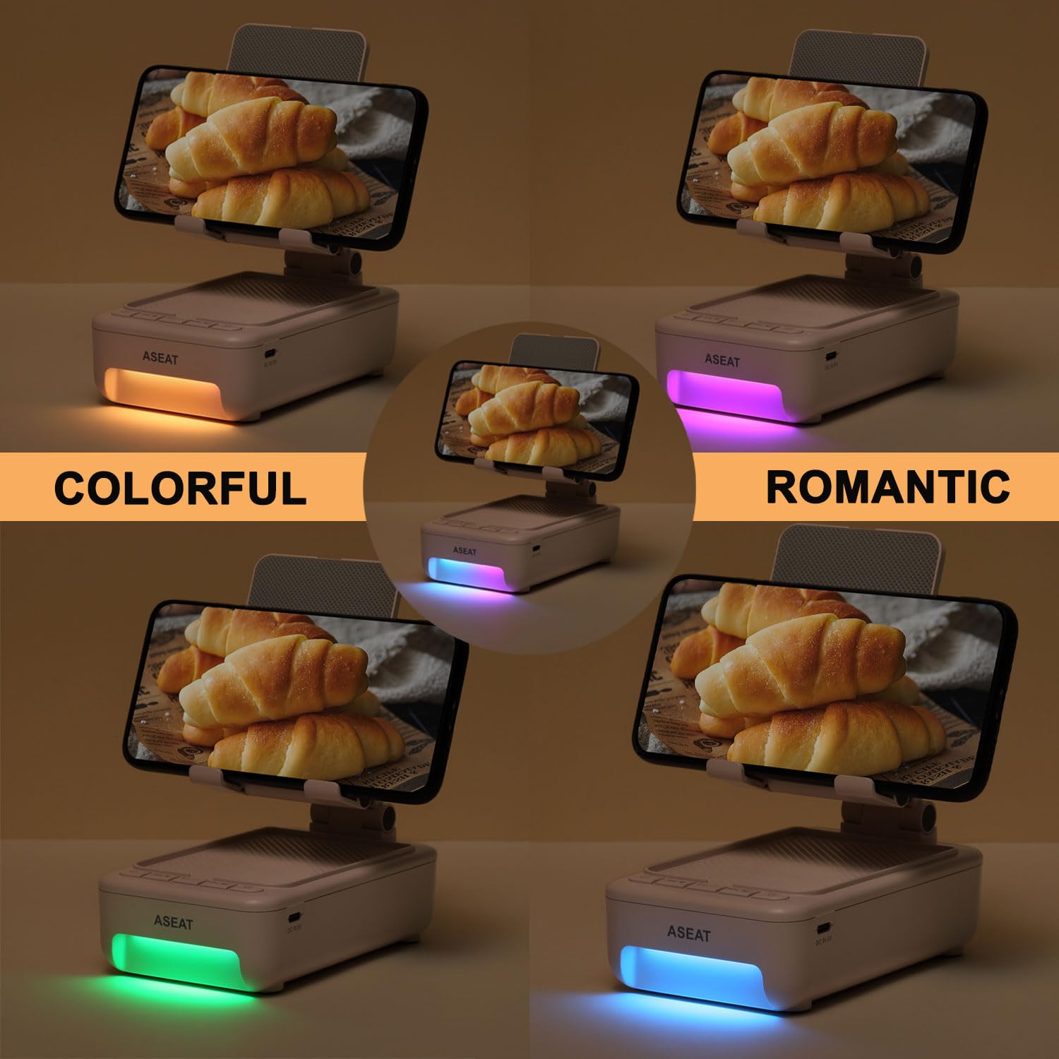 Wireless Bluetooth Speaker with LED Color Changing Lights & Phone Stand - Unique Birthday Gifts for Men, Women, Dad, Husband - Perfect for Home, Office, and Travel Use