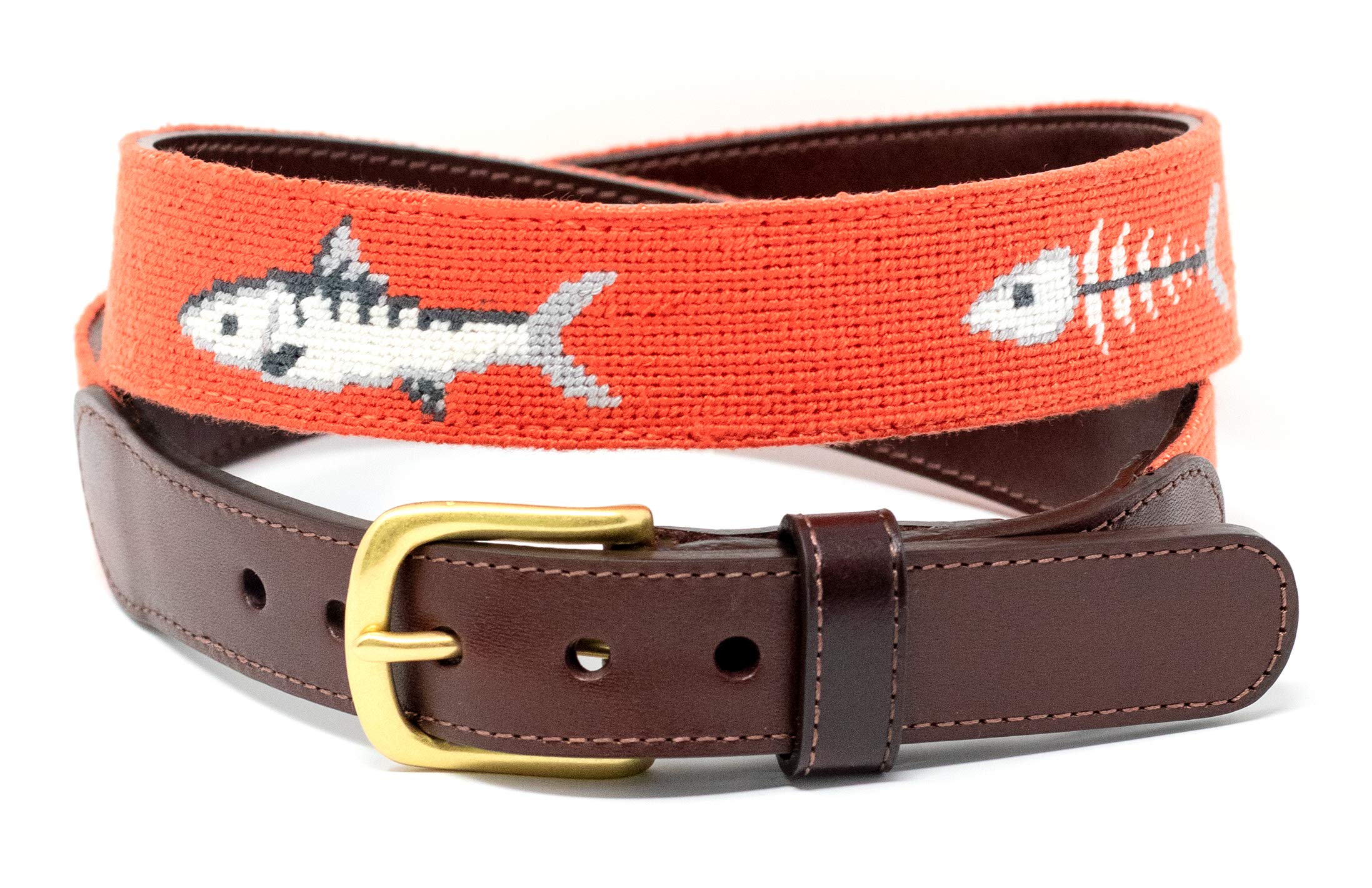 Premium Full Grain Leather Needlepoint Belts for Men - Handcrafted with Cotton Thread & Solid Brass Buckle - Perfect for Casual, Business & Formal Occasions