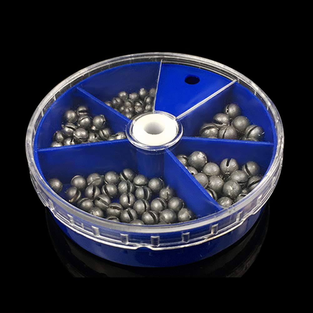 205pcs Split Shot Fishing Weights - Round Removable Sinkers with 5 Sizes for Freshwater & Saltwater Fishing | Perfect for Trout, Bass, and Panfish Angling