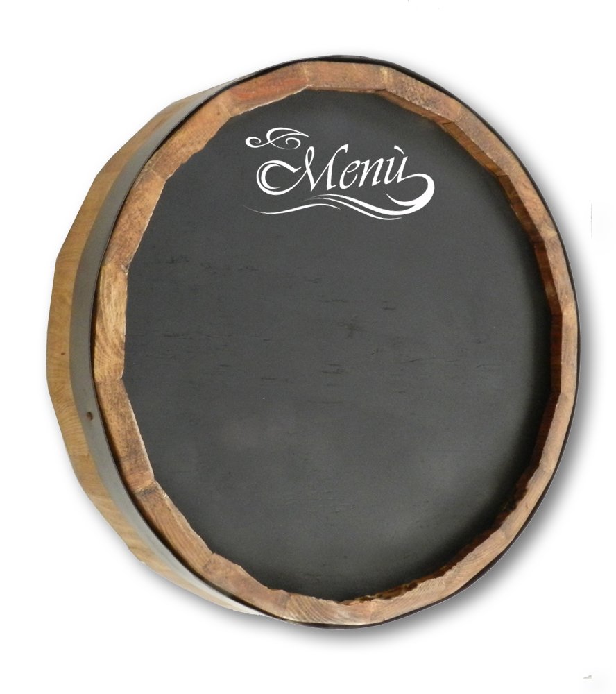 21 Inch Chalkboard Whiskey Barrel End Sign - Rustic Wood Home Bar Decor for Man Cave, Kitchen & Office - Custom Wine Barrel Head Wall Art & Decorative Menu Board - Perfect for Pub, Restaurant & Home Entertainment Spaces (CHK4)