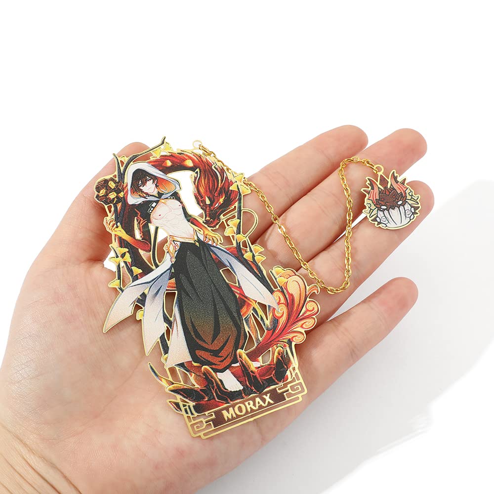 Zhongli Metal Bookmark - Classic Anime Figure Bookmark for Genshin Impact Fans, Perfect Gift for Readers, Friends, Teachers, and Office Use