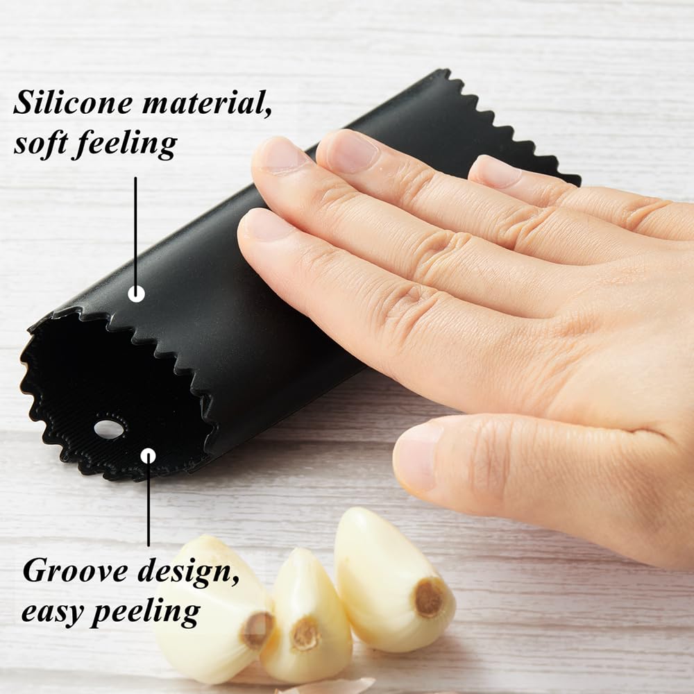 Heavy-Duty Zinc Alloy Garlic Press with Silicone Roller - Perfect for Cooking & Meal Prep
